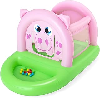 Bestway-52345 Bestway Cama elástica Oinkster Pig 239 x 162 x 137 cm, Color Azul (52345)