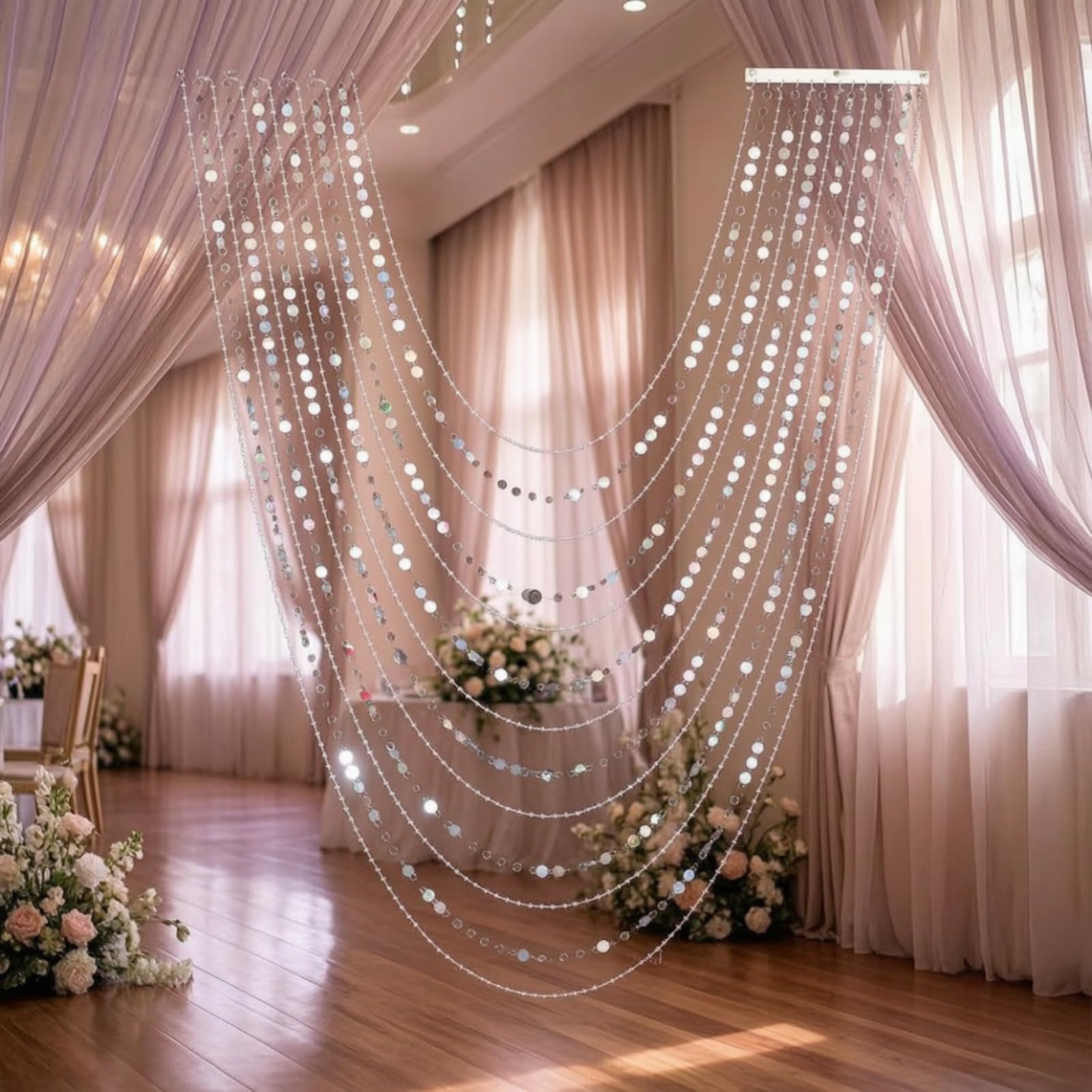 Amagogo Rideau de Plafond Événement Paroi Perles, Hauteur Maximale 1 Mètre, Largeur Réglable, Perles De Terre