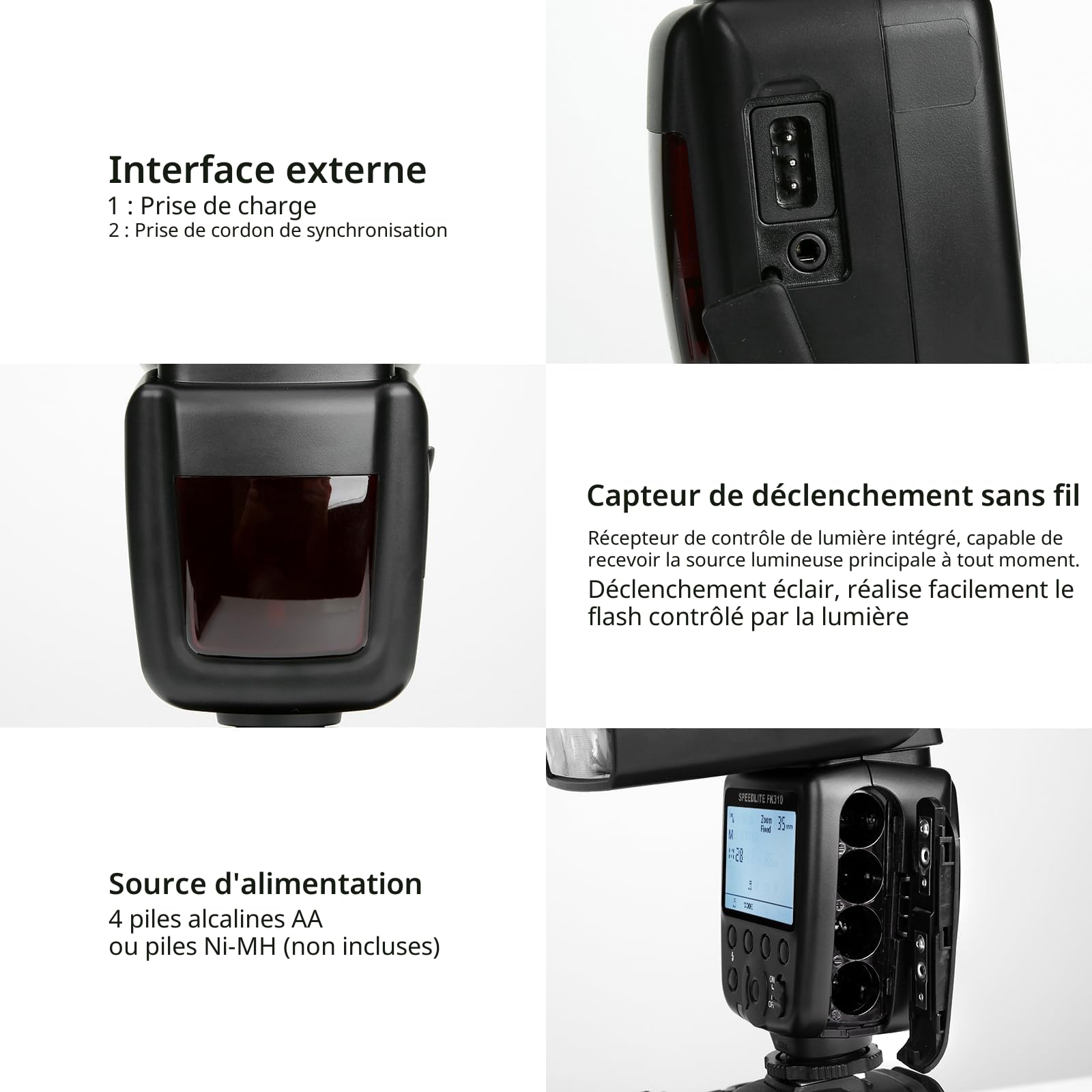 PHOTOOLEX LCD Flash Speedlite pour Canon Nikon Sony Panasonic Olympus Fujifilm Pentax Sigma Minolta Leica et d'autres SLR DSLR Caméras SLR Film et Appareil Photo Numérique avec Seul Contact Sabot