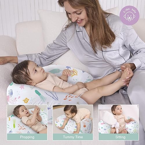 Miniatura 4 de Little Grape Land Almohada de lactancia para lactancia materna, almohada de alimentación ergonómica con funda extraíble, almohada de alimentación