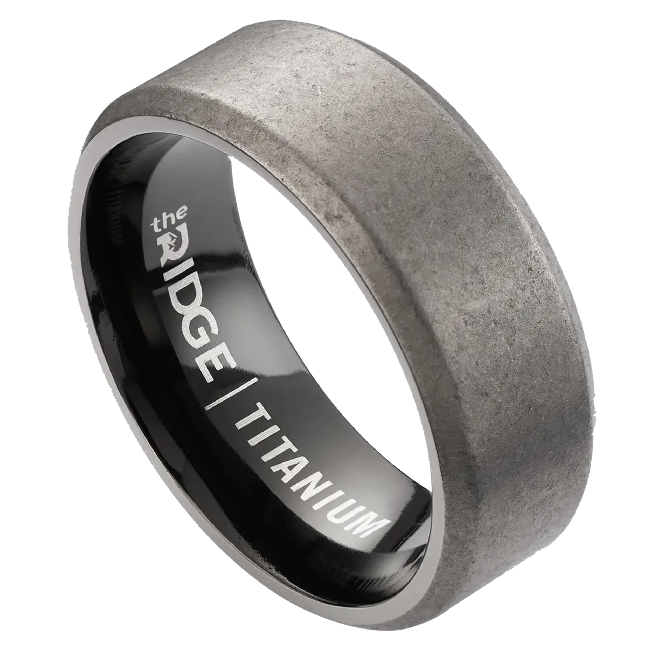 The Ridge Tungsten Rings For Men - Mens Wedding Band - Strong, Durable, and Scratch-Resistant Beveled Ring With Silicone Band