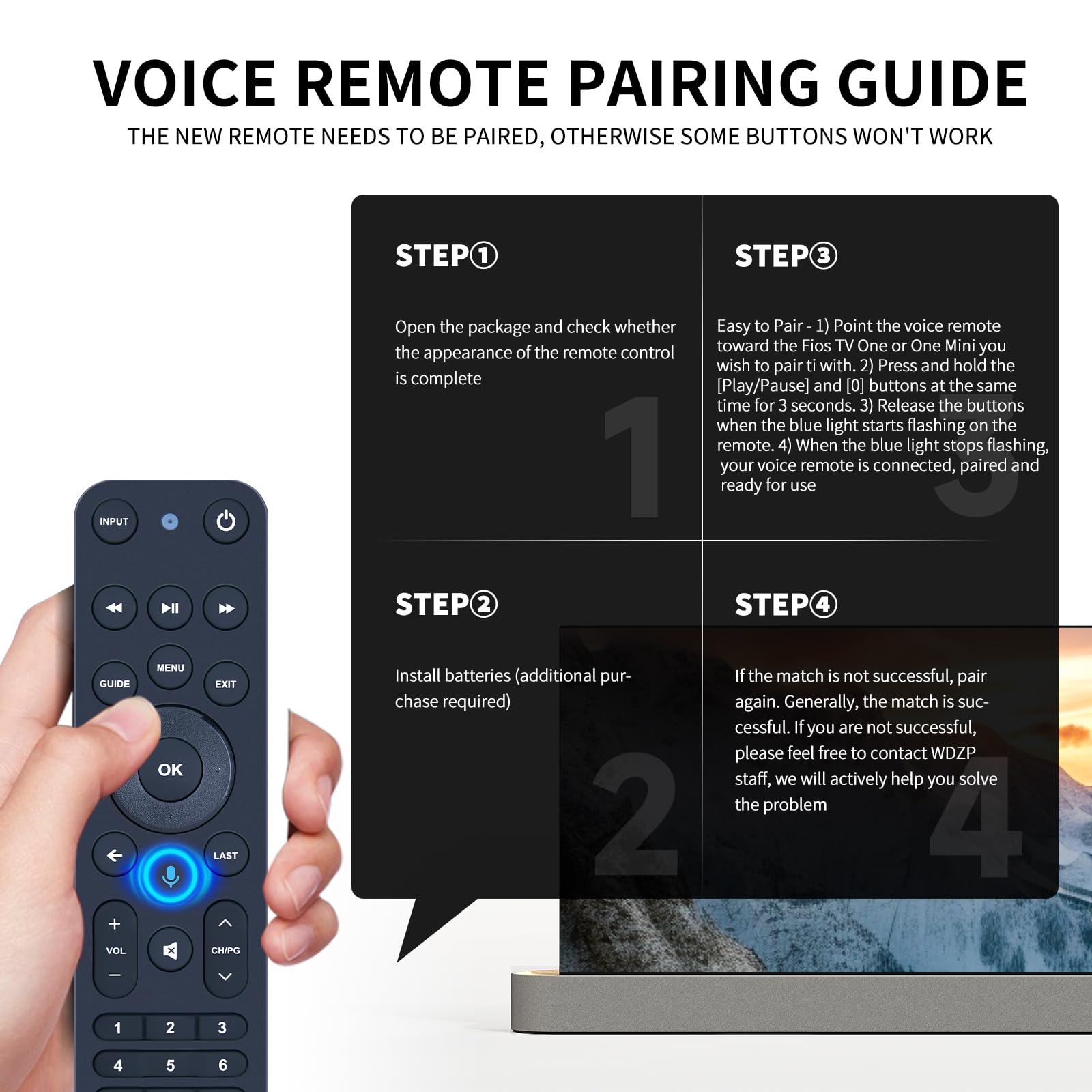 Mando a distancia de repuesto de voz para Verizon FiOS TV todo en uno, compatible con MG3-R32140B y VRC4100 BLE