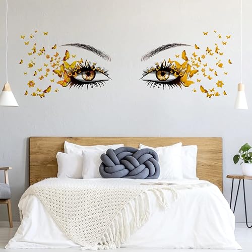 Miniatura 9 de Hermosas calcomanías de pared de ojos de pestañas voladoras calcomanías de pared de mariposa voladora hermosa decoración de pared de corazón de niña