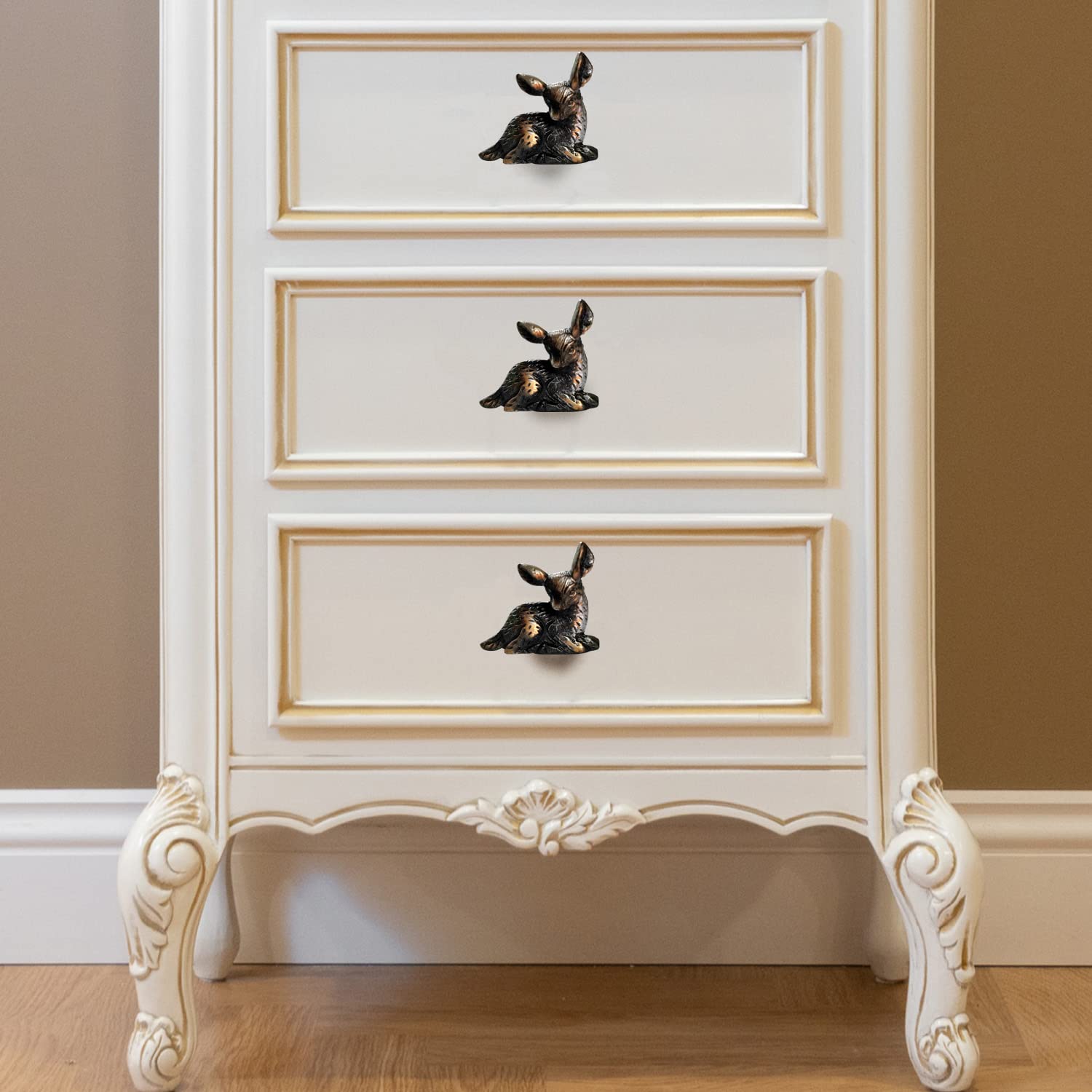 Perilla Home Set of 6 Deer Shape Knobs Kitchen Cabinet Cupboard Door Knobs Dresser Wardrobe and Drawer Pull (Antique) - Image 2