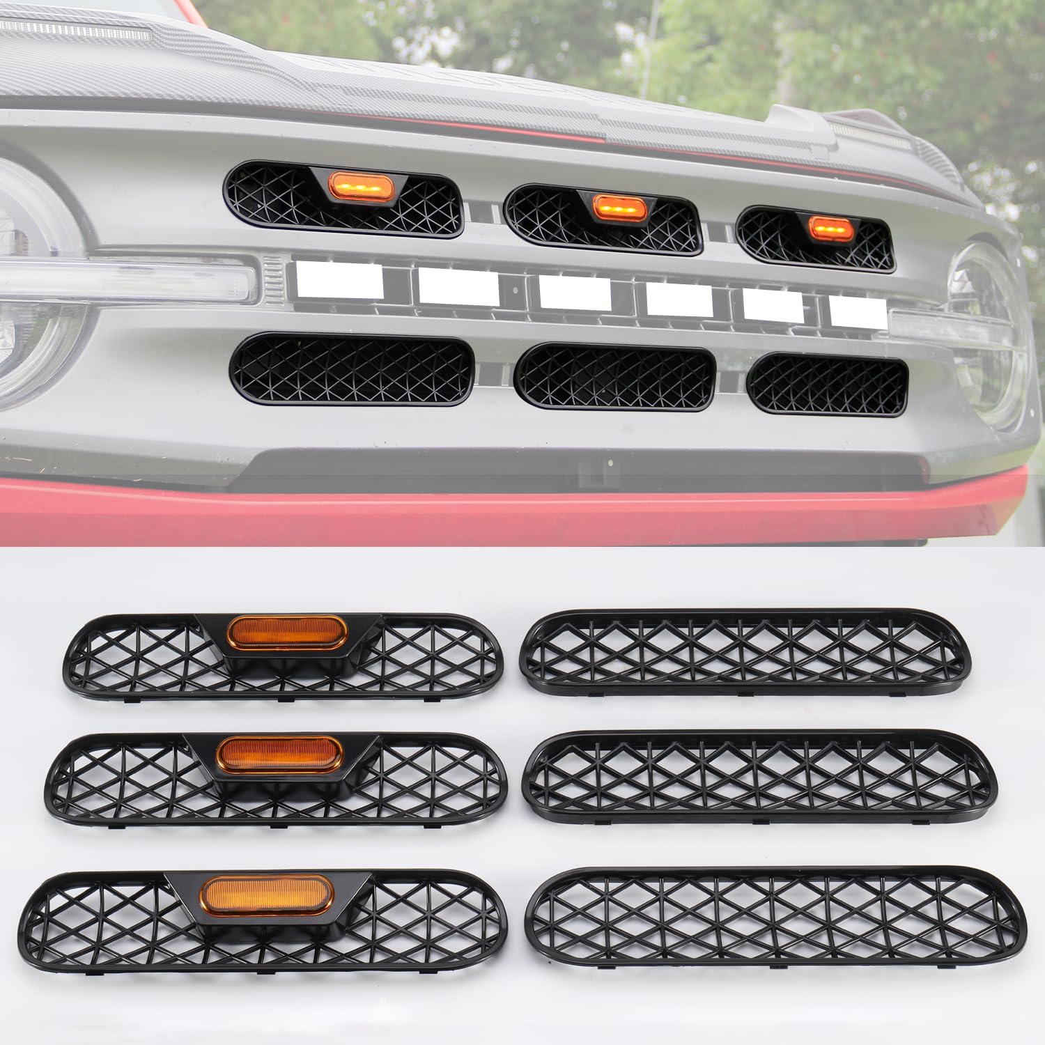 AOKAILI Front Grille Inserts With light Compatible with