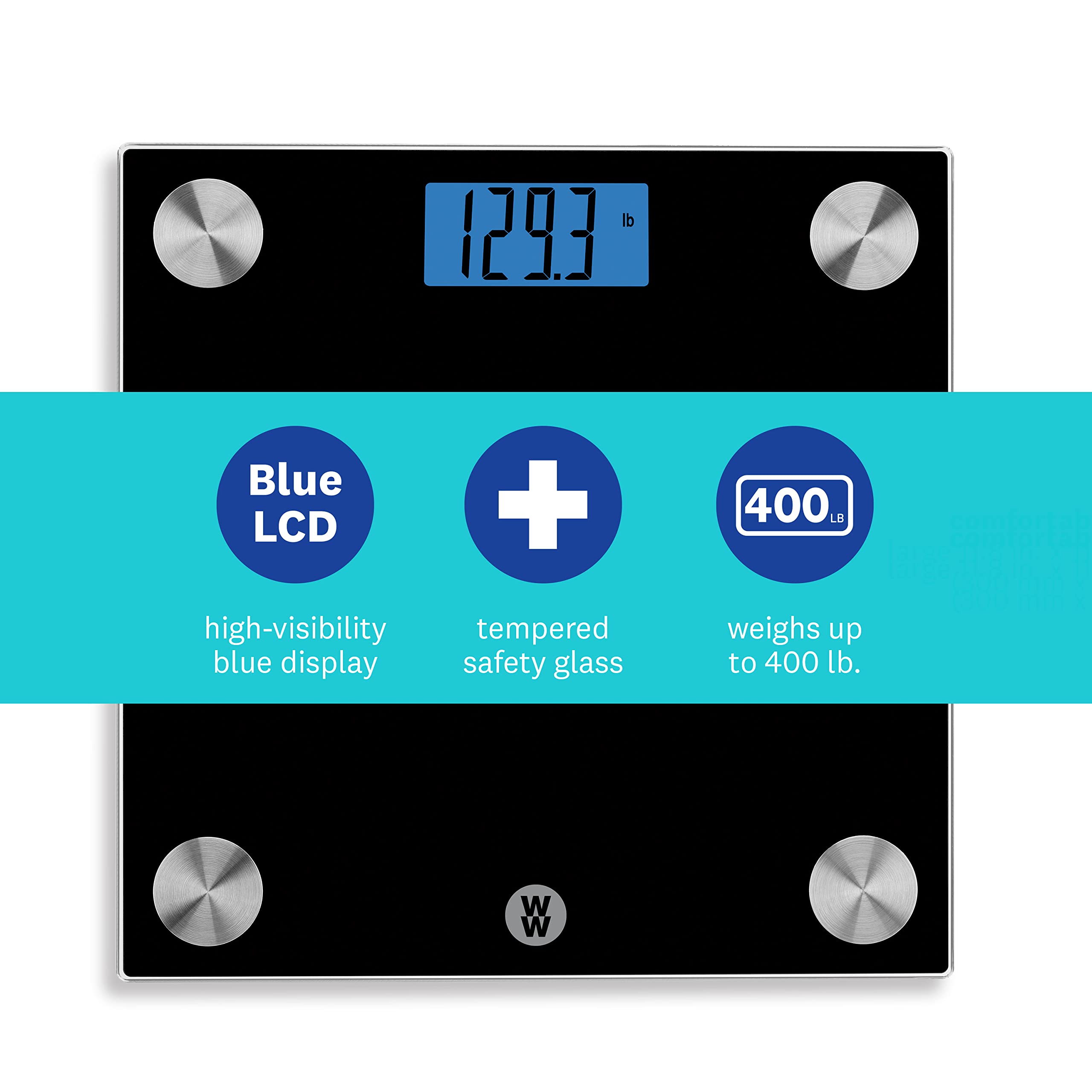WW Scales by Conair Báscula de baño de cristal digital, capacidad de 400 libras