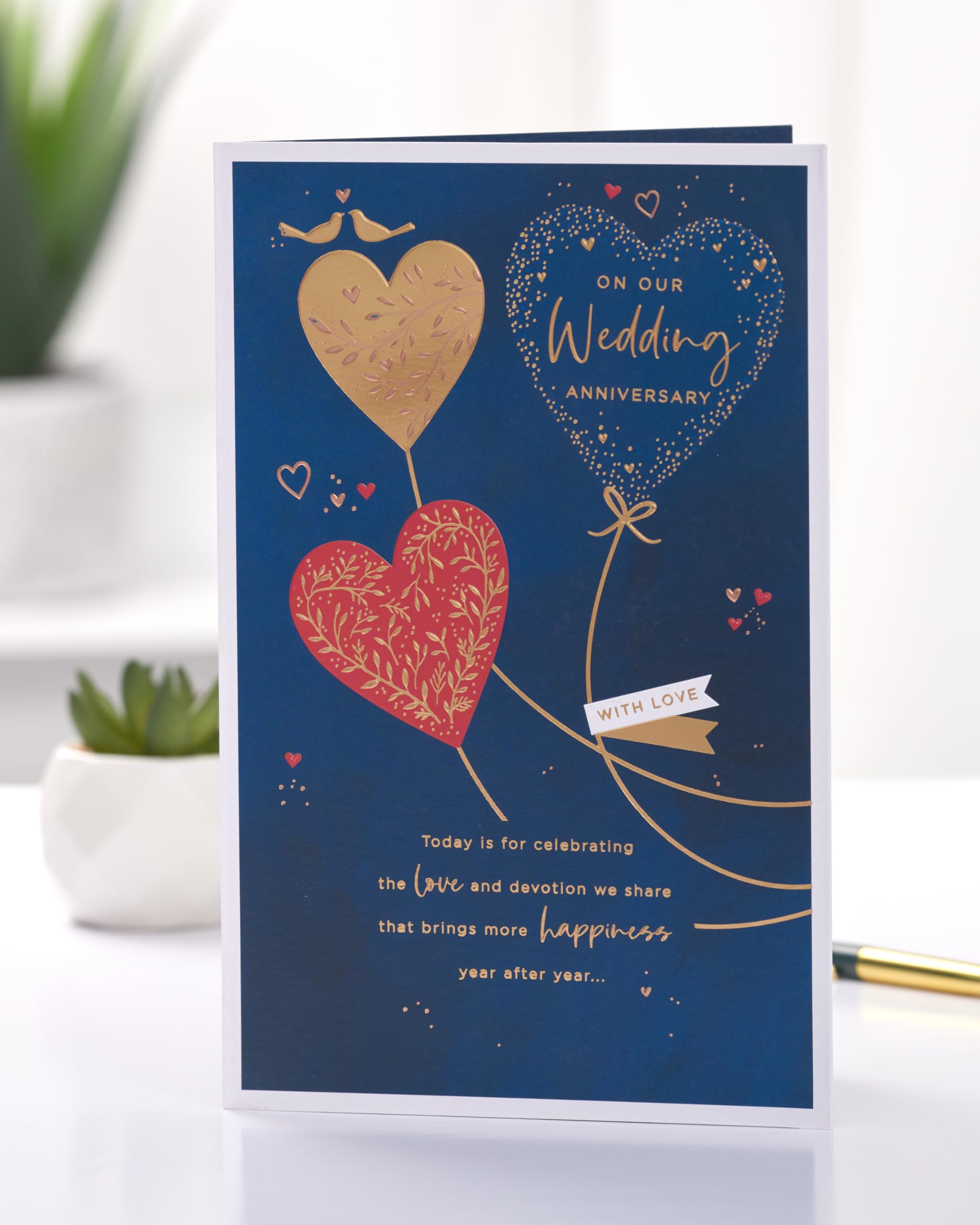 UK Greetings | Anniversary Card | Happy Anniversary | Her/Him | Champagne & Flutes Design | With Envelope | 165 X 190 Mm - View #6