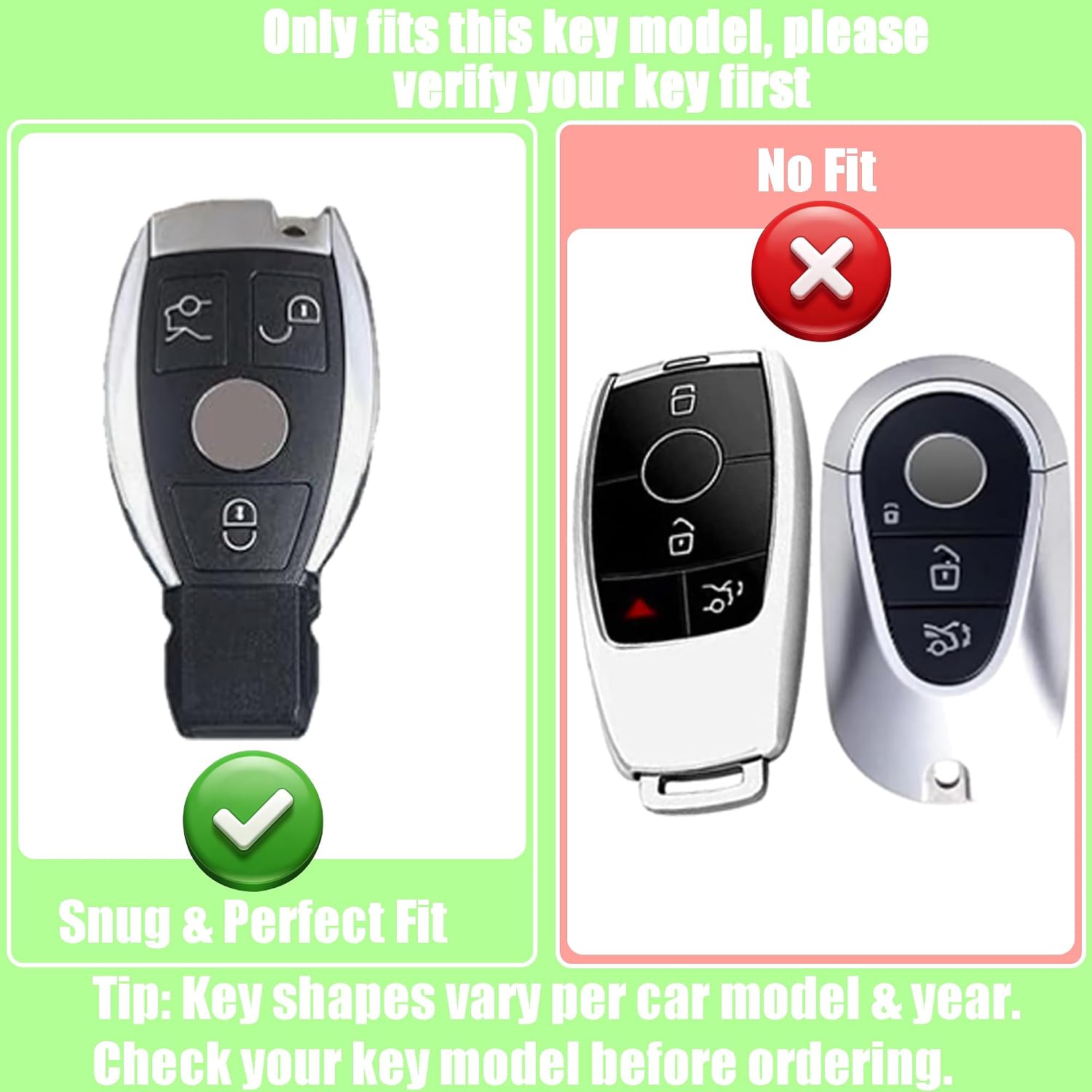 Loyvan for Benz Diamond Edge Key Fob Cover with Bowknot Keychain, 3 Buttons image 2