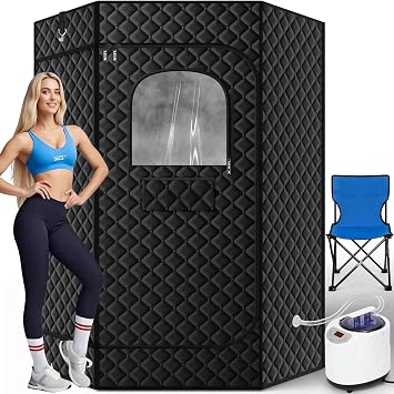 Upgraded Steam Sauna Box for Detoxification, Relaxation, Portable Steam Sauna for Home with 1200W 3L Steamer, 15 Levels, 3.8 x 2.9 x 5.6