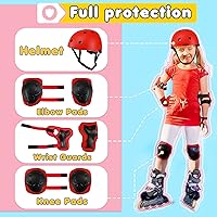 Vista 2 de Conjunto de casco de bicicleta para niños, casco ajustable para niños pequeños de 2 a 8 años con rodilleras, coderas y muñequeras Casco