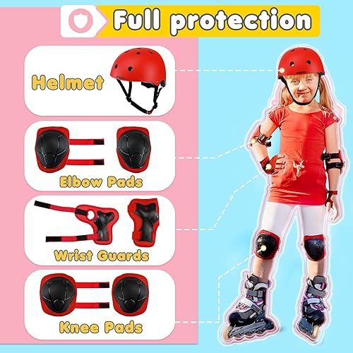 Miniatura 2 de Conjunto de casco de bicicleta para niños, casco ajustable para niños pequeños de 2 a 8 años con rodilleras, coderas y muñequeras  Casco