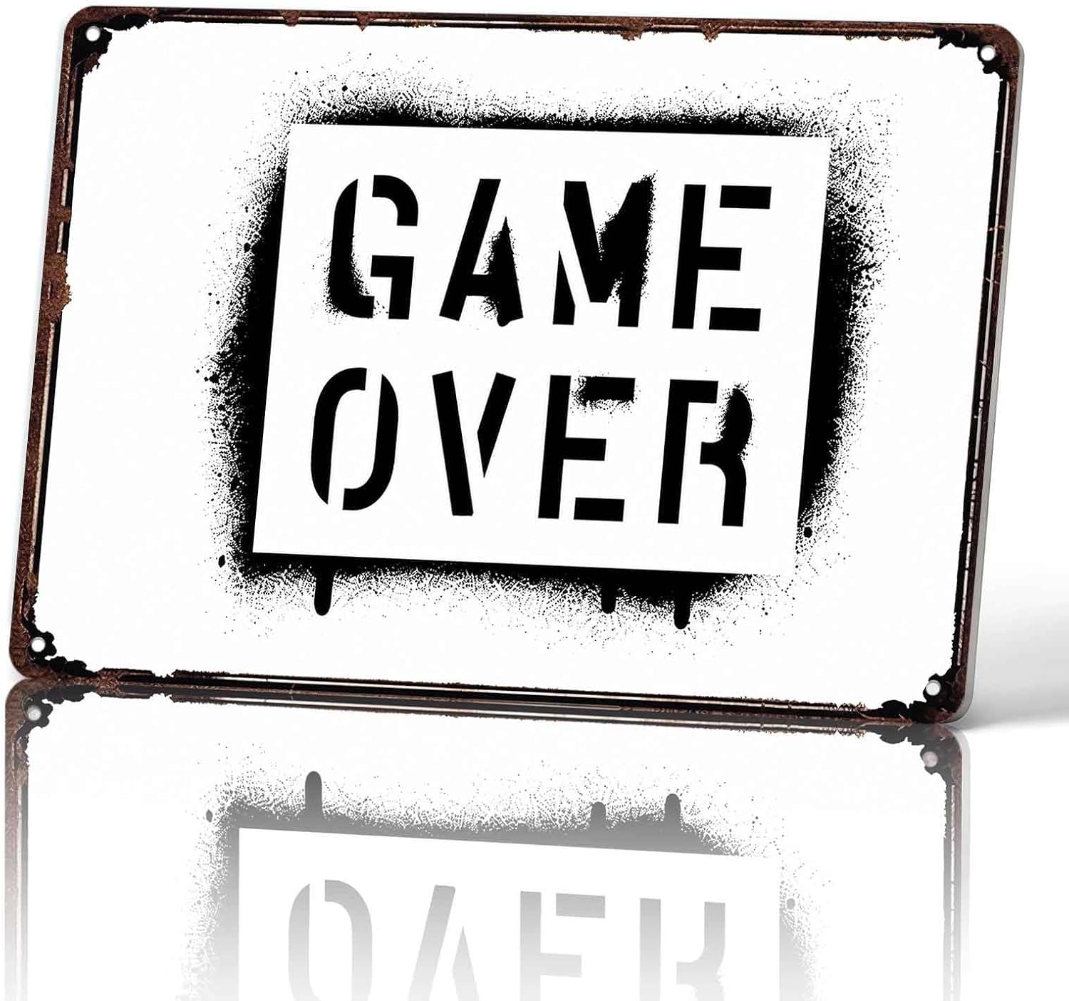 Vintage Game Over Metal Signs 8x12 Inch Game Room Wall Decor