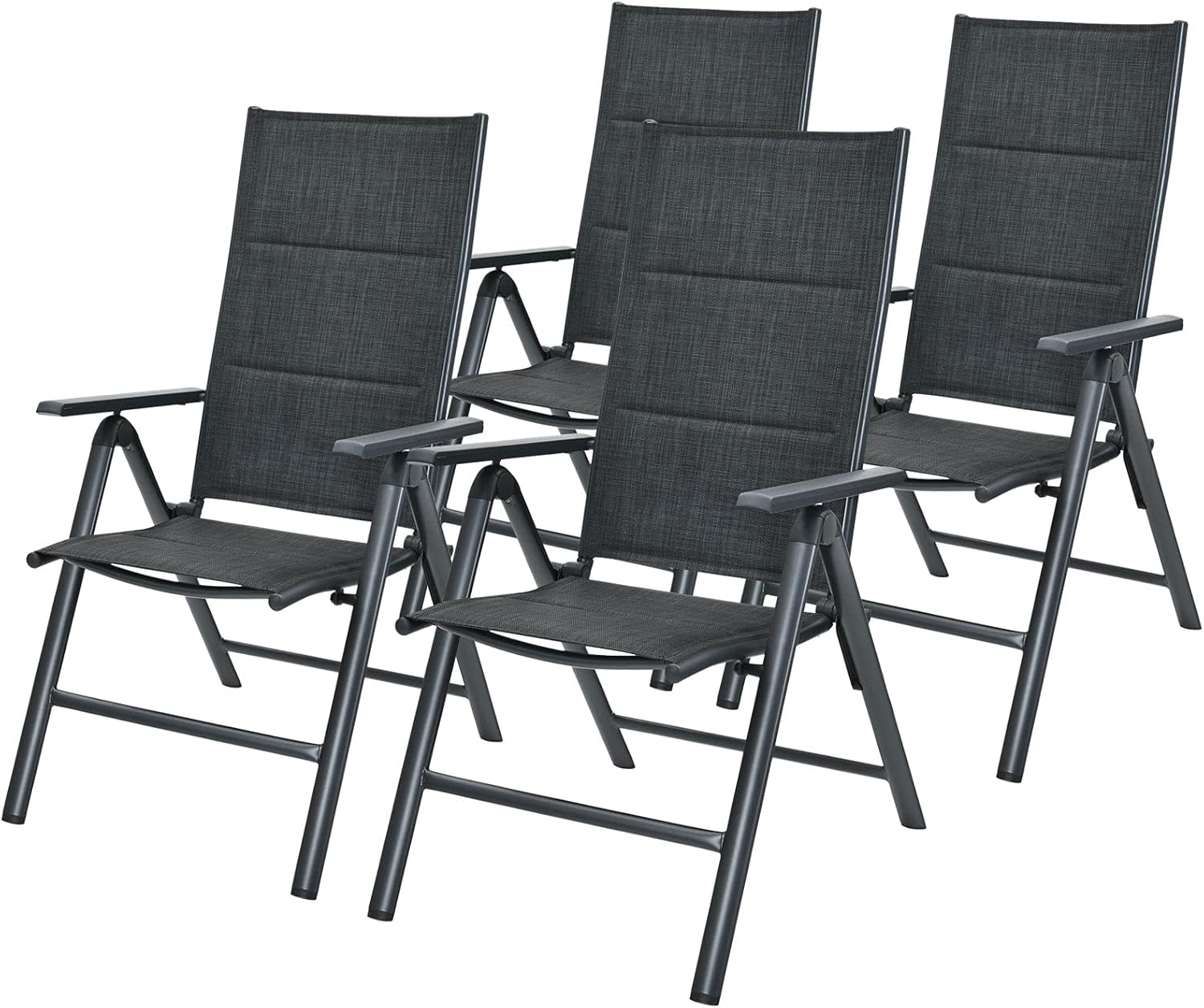 Tangkula Set of 4 Patio Dining Chairs, Portable Sling Back