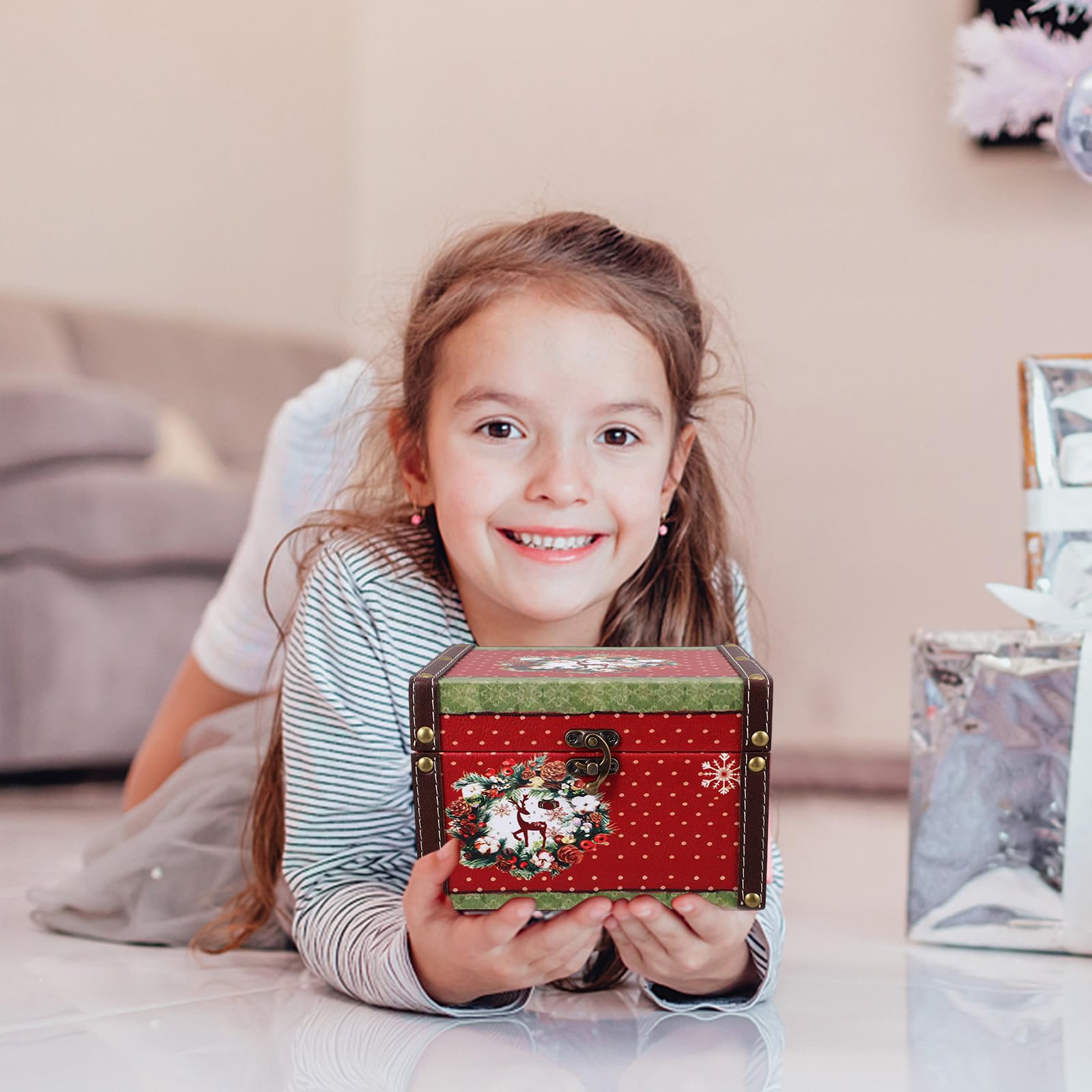 Toyvian 2 Stück Weihnachts Aufbewahrungsbox im Vintage Stil für | Dekorative Kasten mit Großer Kapazität, für Bonbons und Pfefferminz, Festliche Deko für Weihnachten