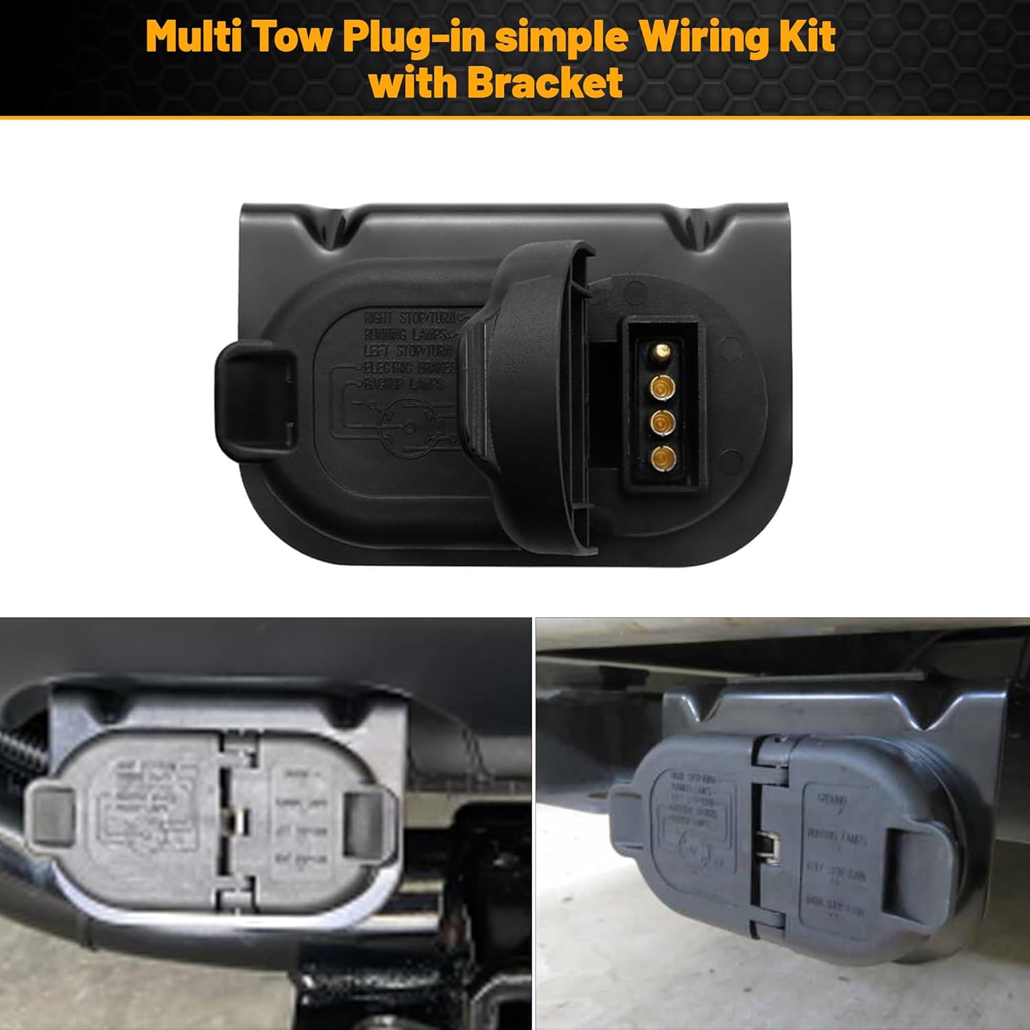 924-611 Trailer Tow Connector Plug w/Bracket Support 9C3Z-14489-A for Ford F-150 F-250 F-350 Super Duty