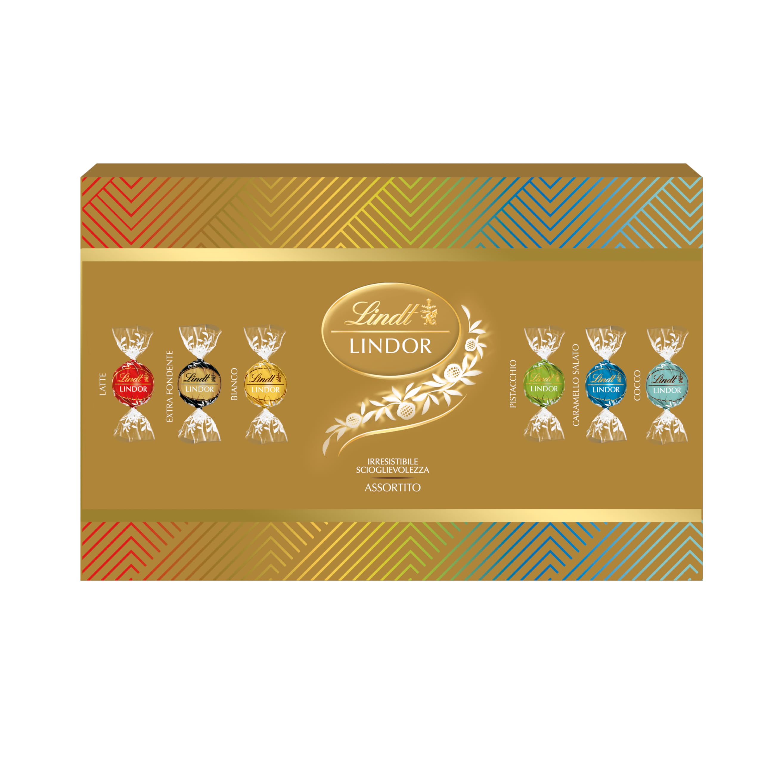 Lindt LINDOR Confezione Sharing Natale, Cioccolatini assortiti 525g
