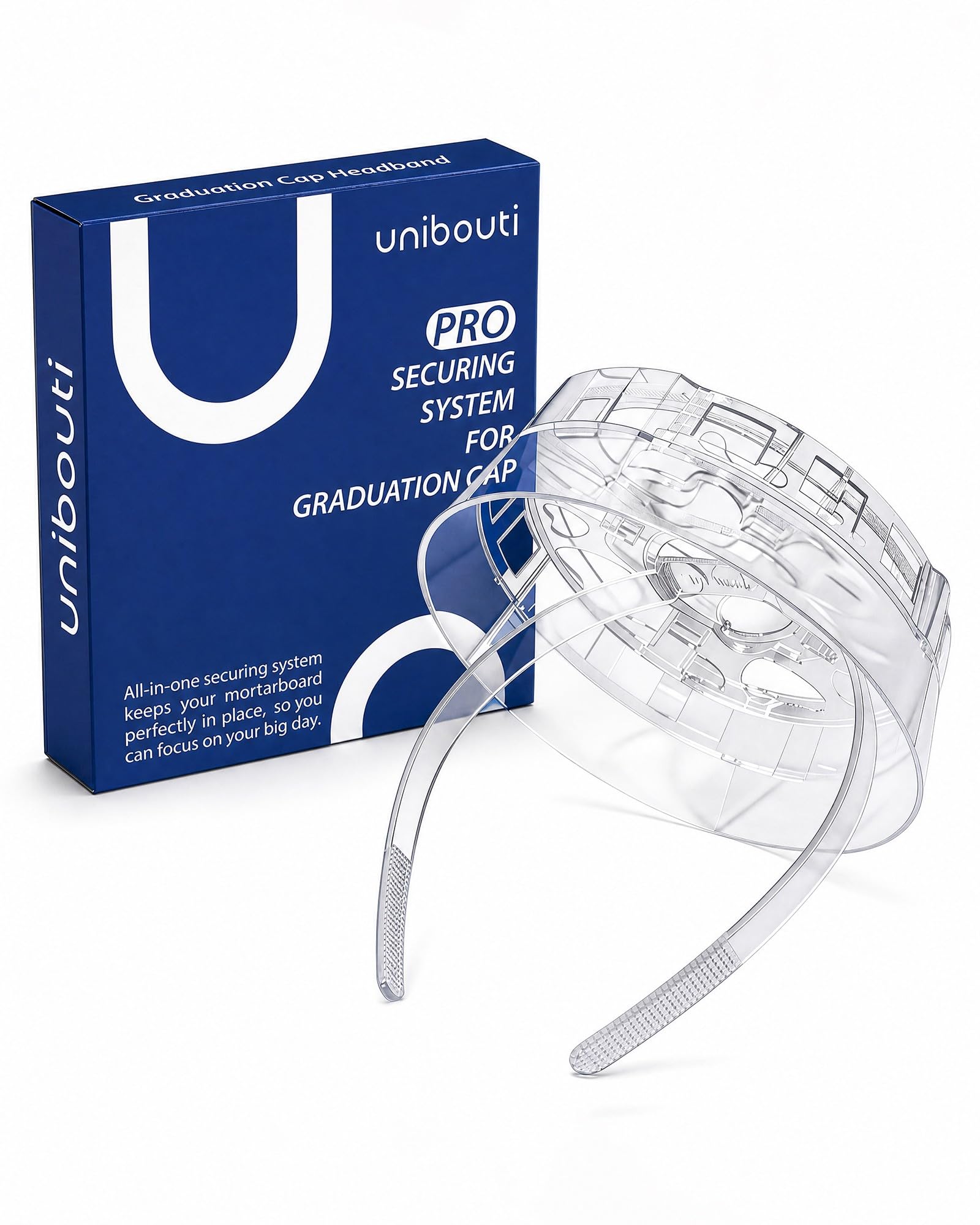 Original Graduation Cap Headband Insert, Secure Your Grad Cap & Preserve Curly, Natural, and All Hairstyles on Graduation Day (Clear)
