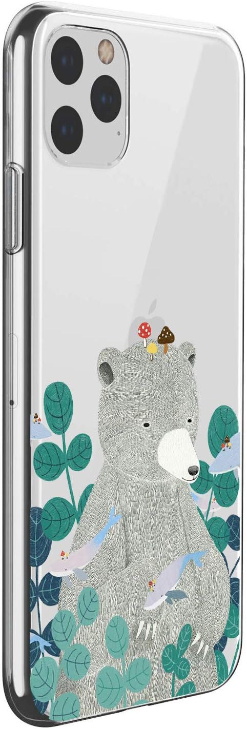 Oihxse Compatible for iPhone 11 Pro Max 6.5'' Case,Clear Ultra-Thin Slim Fit Soft TPU Rubber Silicone Cover Flexible Bumper Transparent Animal Pattern Shockproof Protective Case -Bears