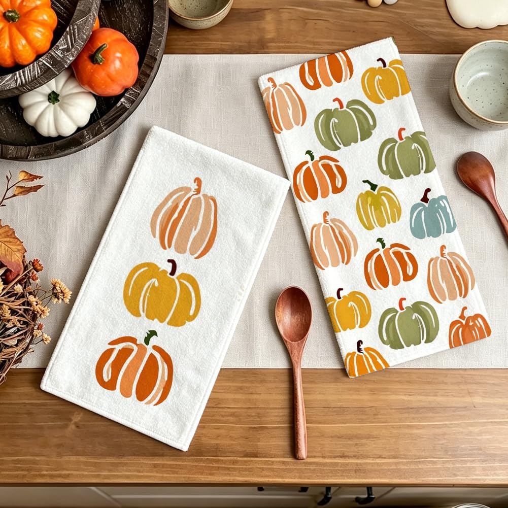 RABUSOFA Watercolor Pumpkins Fall Kitchen Towels Kitchen Decor