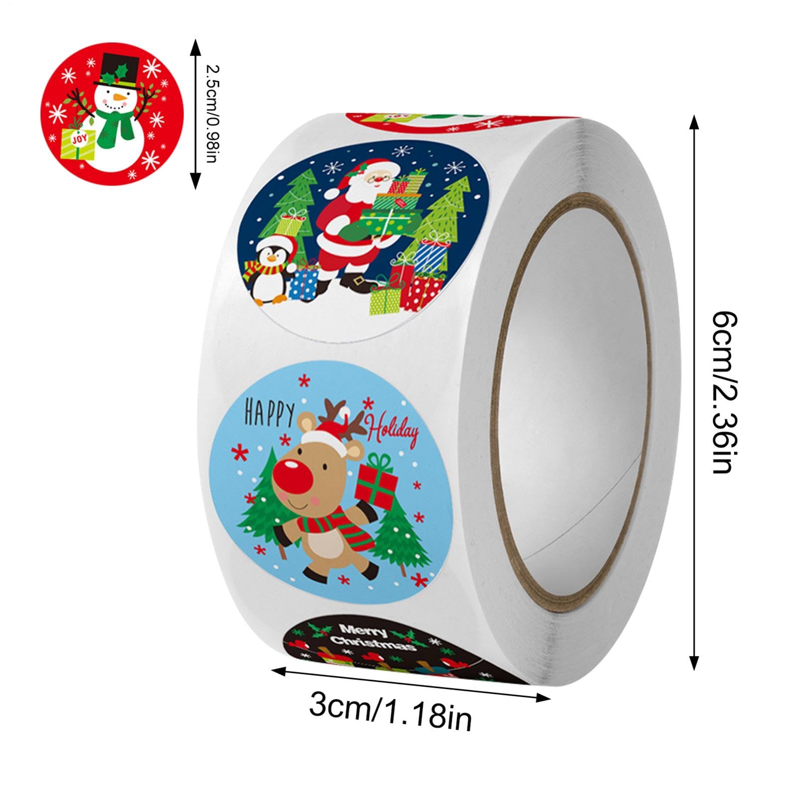 Rouleau D'autocollants De Noël - 500 Autocollants De Noël Amusants