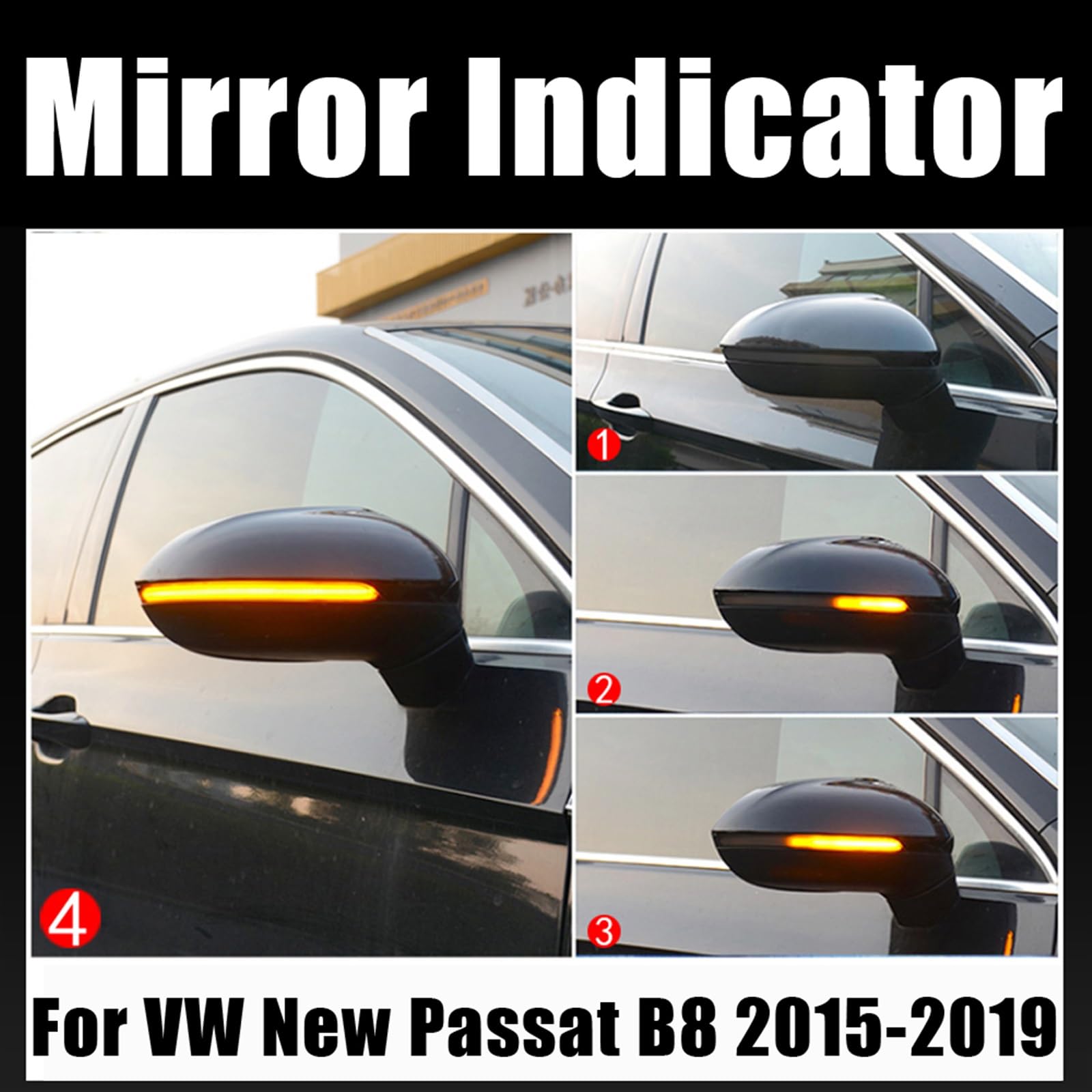 Dynamiczny kierunkowskaz boczny kierunkowskaz w lusterku sekwencyjny migacz, dla VW, dla Passata B8, dla ARTEON, 2015 2016 2017 2018 2019 Światło kierunkowskazu samochodowego(Blue-Yellow)