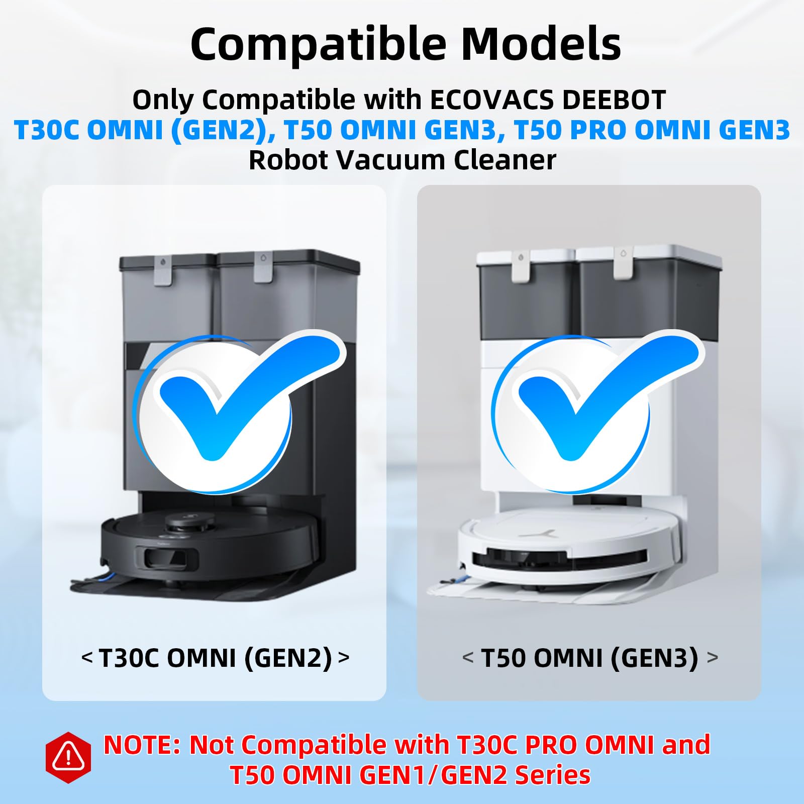 Kit Accessori per ECOVACS T50 OMNI Gen3/T50 Pro Omni Gen3, T30C OMNI | per DEEBOT Ricambi Robot Aspirapolvere 1 Spazzola Principale, 4 Filtri, 4 Spazzole Laterali, 4 Panni Mop, 4 Sacchetti