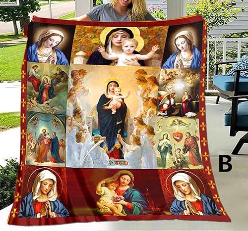 Miniatura 3 de Manta de franela para sala de estardormitorio de Jesús Virgen María, ultra suave, manta cálida (A, 4.9 ft* 6.6 ft (60 x 80 pulgadas)