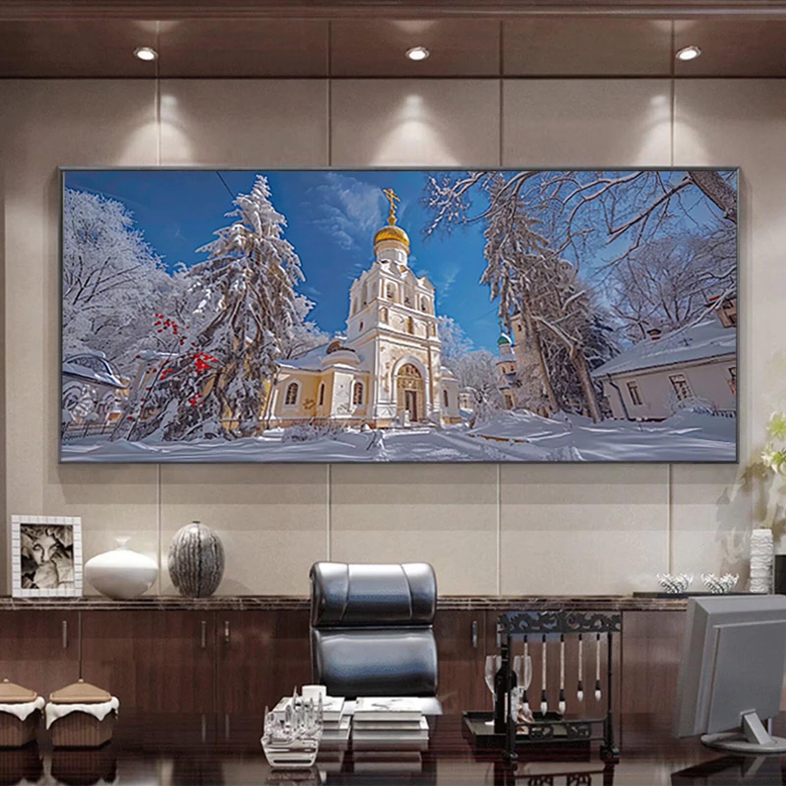 Krajobraz sztuka diamentowa zima zestawy sztuki diamentowej dla dorosłych, 5D duży obraz diamentowy 100 x 235 cm pełne kwadratowe wiertło diamentowe malarstwo, sztuka diamentowa dla dzieci DIY zestaw