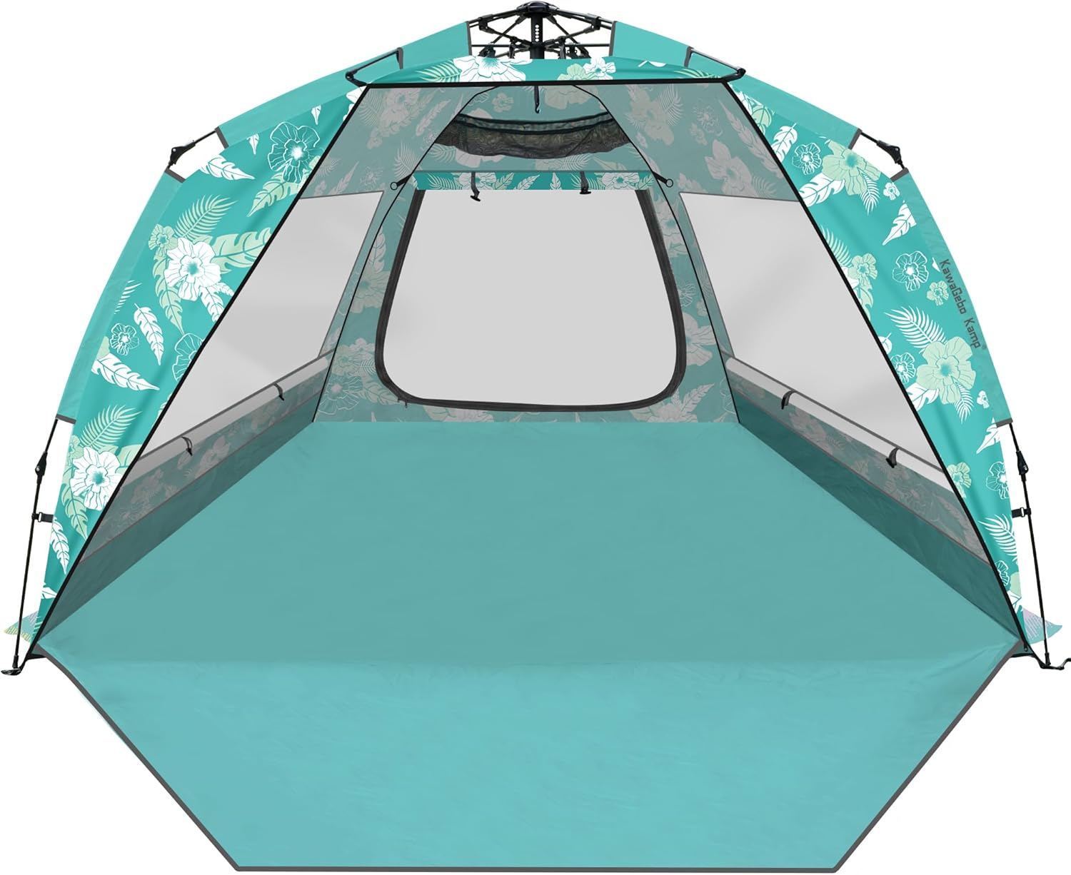 Beach Tent Sun Shelter for 4-6 Person – Pop Up Beach Tent UPF 50＋ UV Protection, Lightweight and Easy Setup Cabana, Extendable Floor with 3 Ventilating Windows, Carrying Bag