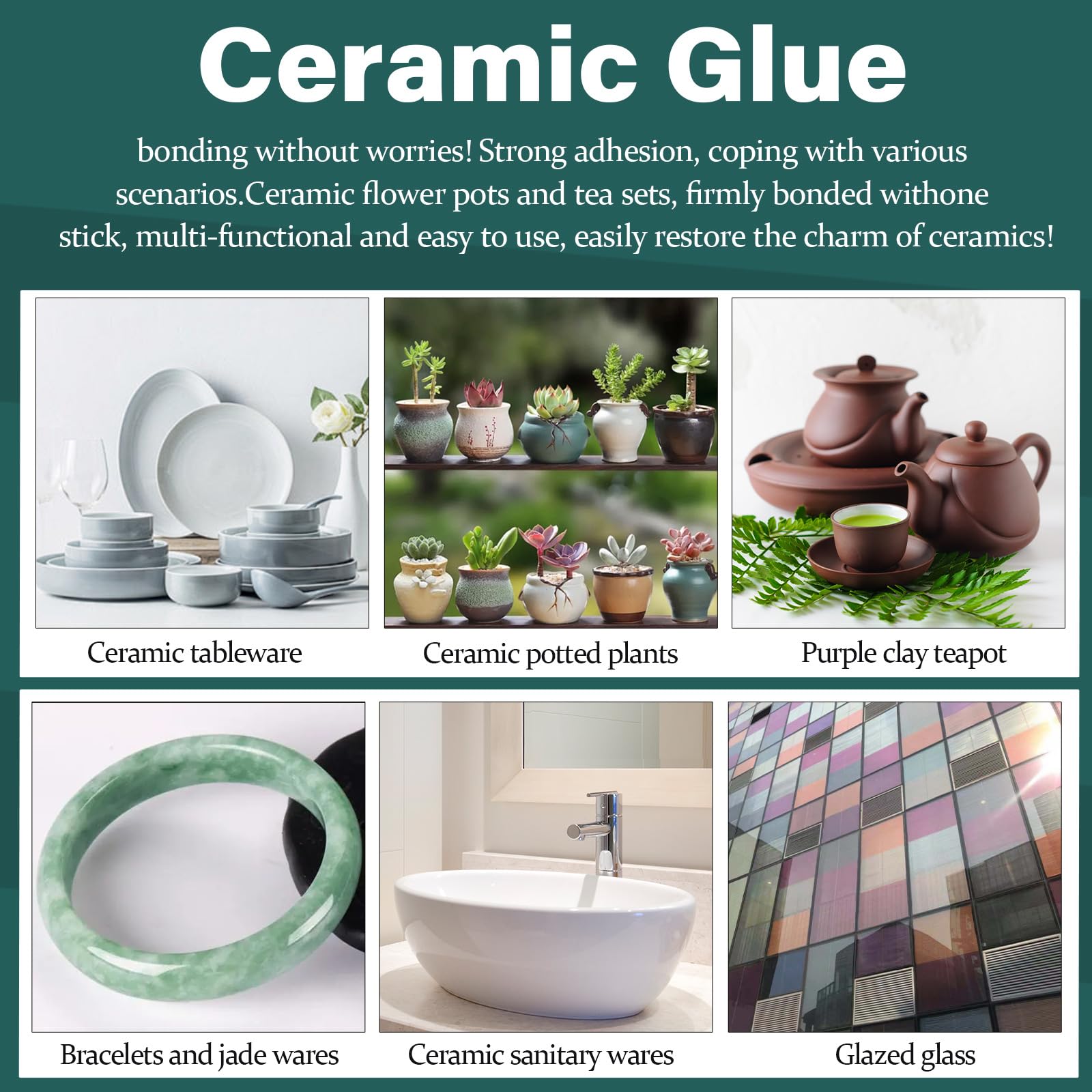 Klej błyskawiczny do ceramiki, bardzo mocny klej do porcelany, klej ceramiczny, bardzo mocny klej błyskawiczny, odporny na wysoką temperaturę, wodoodporny, silnie mocujący się do ceramiki