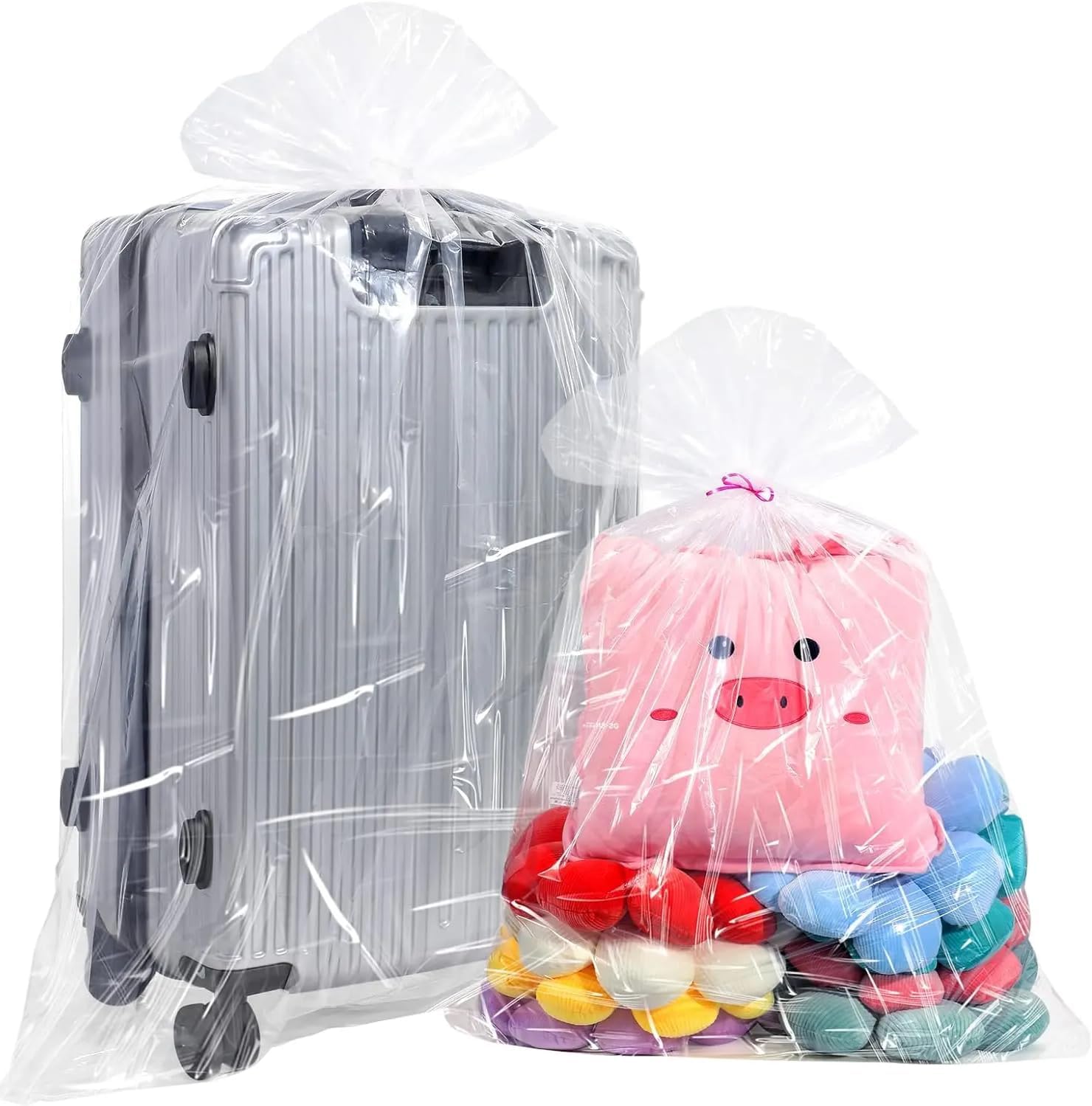 RAAHII 10 PIECE Large Jumbo multipurpose Transparent Plastic Thick polyethylene bag | Food Grade for packing bulk foodstuff | Luggage Trolley Packing Travel Bag Suitcase Protector Storing Pouches