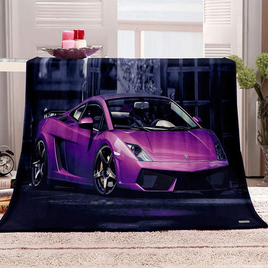 Couverture en flanelle supercar violet 3D polaire douce 140x200 cm