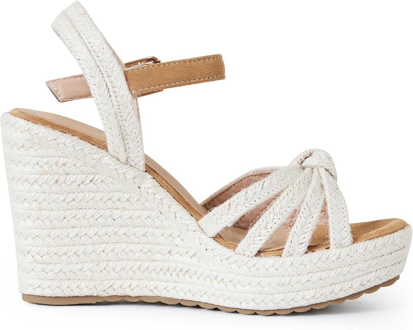 Tscoyuki Espadrille Wedge Sandals for Women, Adjustable Ankle Strappy Cute Shoes Open Toe Platform Womens Sandals Casual Sloping High Heels - Image 6