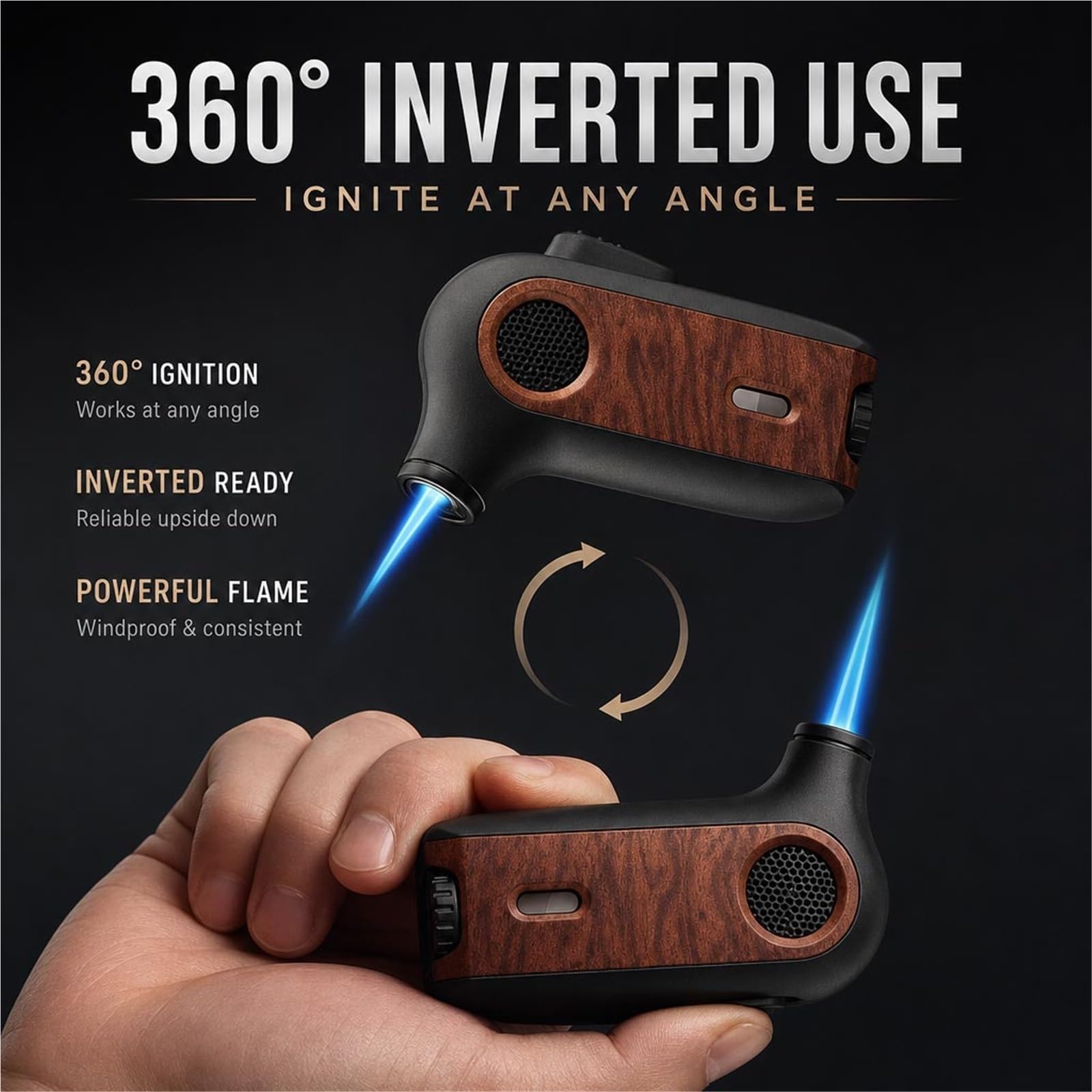 Encendedor de butano, recargable, resistente al viento, llama de chorro, ajustable, para camping, barbacoa, uso al aire libre, perfecto para hombres y mujeres