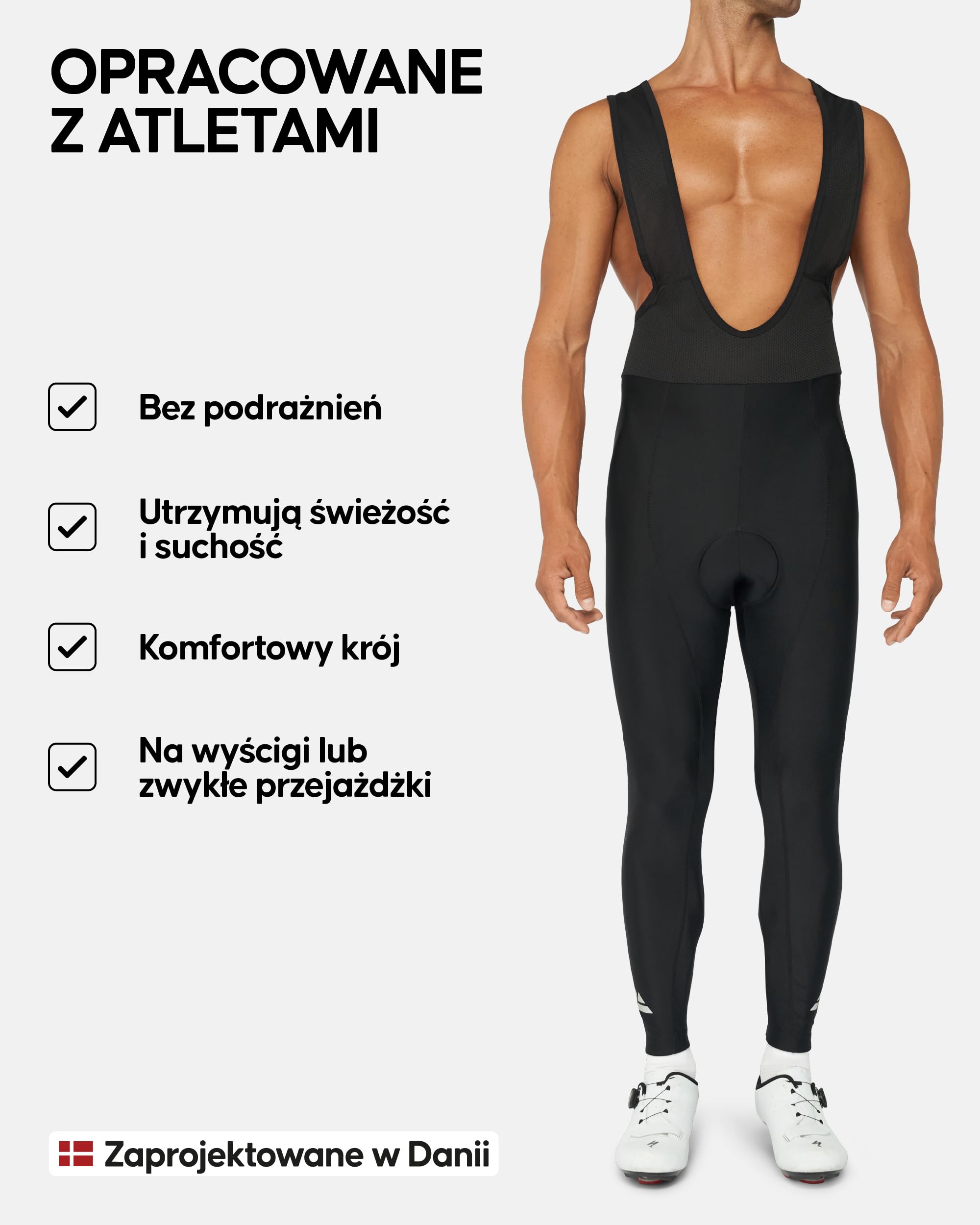 DANISH ENDURANCE Spodnie Rowerowe Męskie, na Szelkach, SpKolarskie, z Amortyzującą Wkładką 3D Chamois