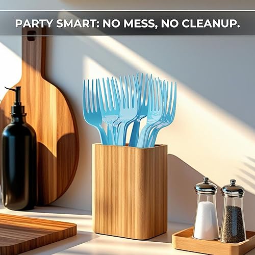 Vista 49 de Cucharas de plástico azul claro (paquete de 24) – Cucharas de color azul claro para fiestas, artículos de plástico duraderos, cucharas de plástico