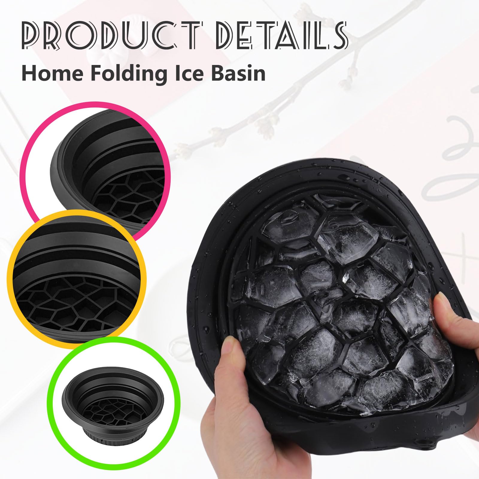 Bol pour Glace avec Compartiment à Glace intégré, Silicone Pliable, Bol de plongée pour Le Visage pour raffermir la Peau et soulager l'acné (Noir)