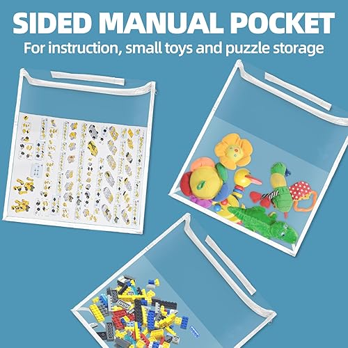 Miniatura 3 de Paquete de 6 bolsas de almacenamiento de juguetes transparentes, estuche organizador de juguetes transparente con cremallera para juego de bloques,