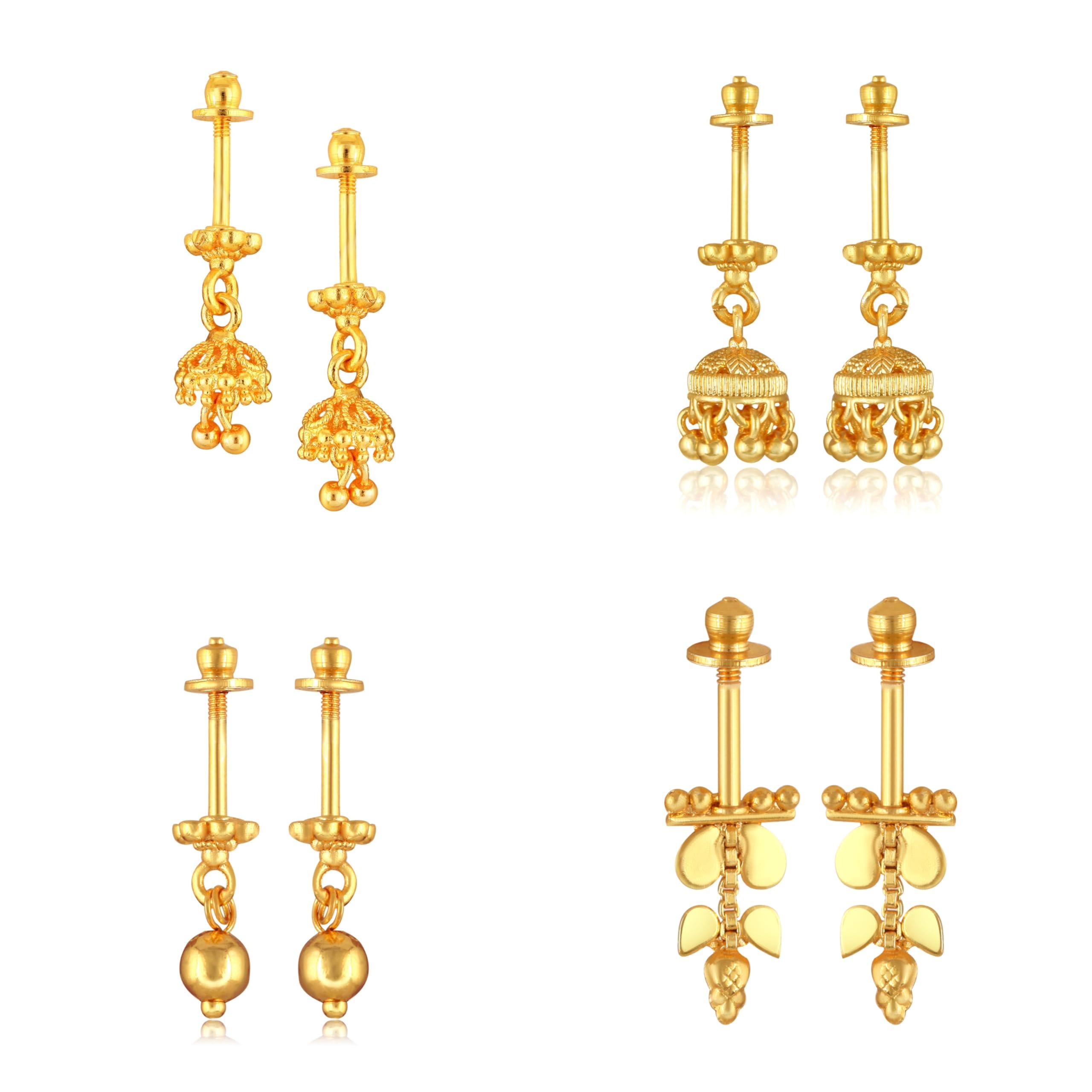 Vivastri Premium 1 Gram Gold Plated Alloy Bugadi Earrings Combo for Women & Girls (Pack of 4) - VIVA1037-1040-1039-1042BUGADI-image-29