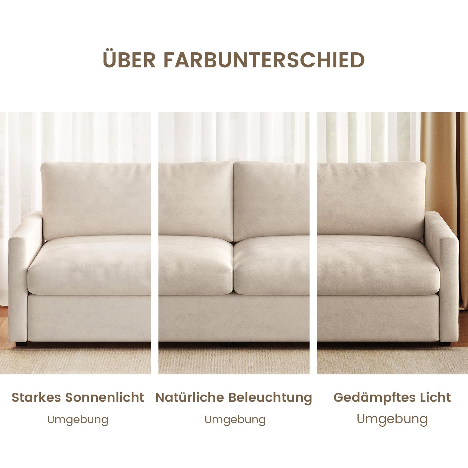 Guyii Stoffsofa 3-Sitzer Sofa 190 cm, modernes 3 Sitzer Sofa aus Stoff, bequemes Sofa für Wohnzimmer, Zeitloses Design, gepolstert, stabile Konstruktion, Sofas (Cremeweiß)