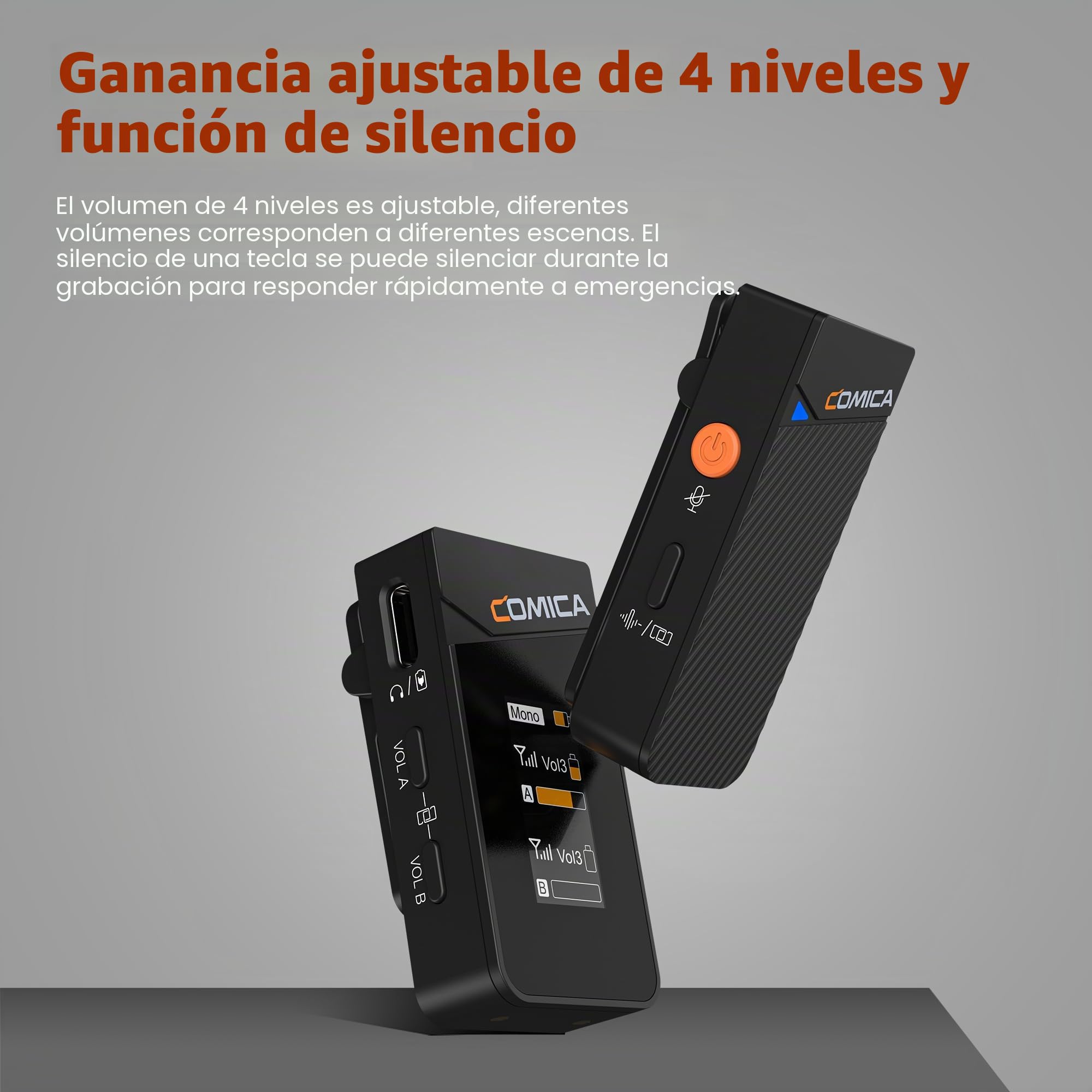 COMICA Vimo C3 Microfono Solapa Inalambrico con Cancelación de Ruido, Monitoreo, Silenciamiento, Microfono Inhalambrico para Cámaras DSLR iPhone Android Live-Streaming Vlogging y Grabación | Monitoreo, silencio, mini micrófono compacto para DSLR, cámaras,