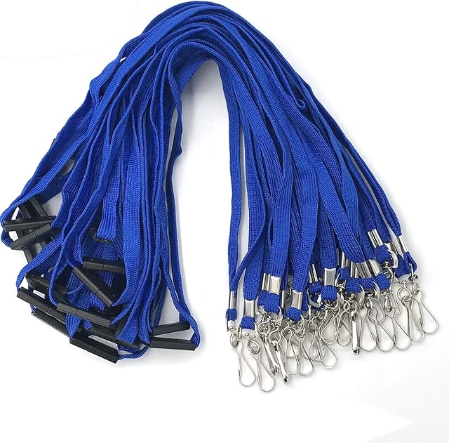 50 PCS Lanyards Blue Lanyards Neck Flat Premium Breakaway Badge Lanyard with J-Hook for ID Nametag Badge Holder