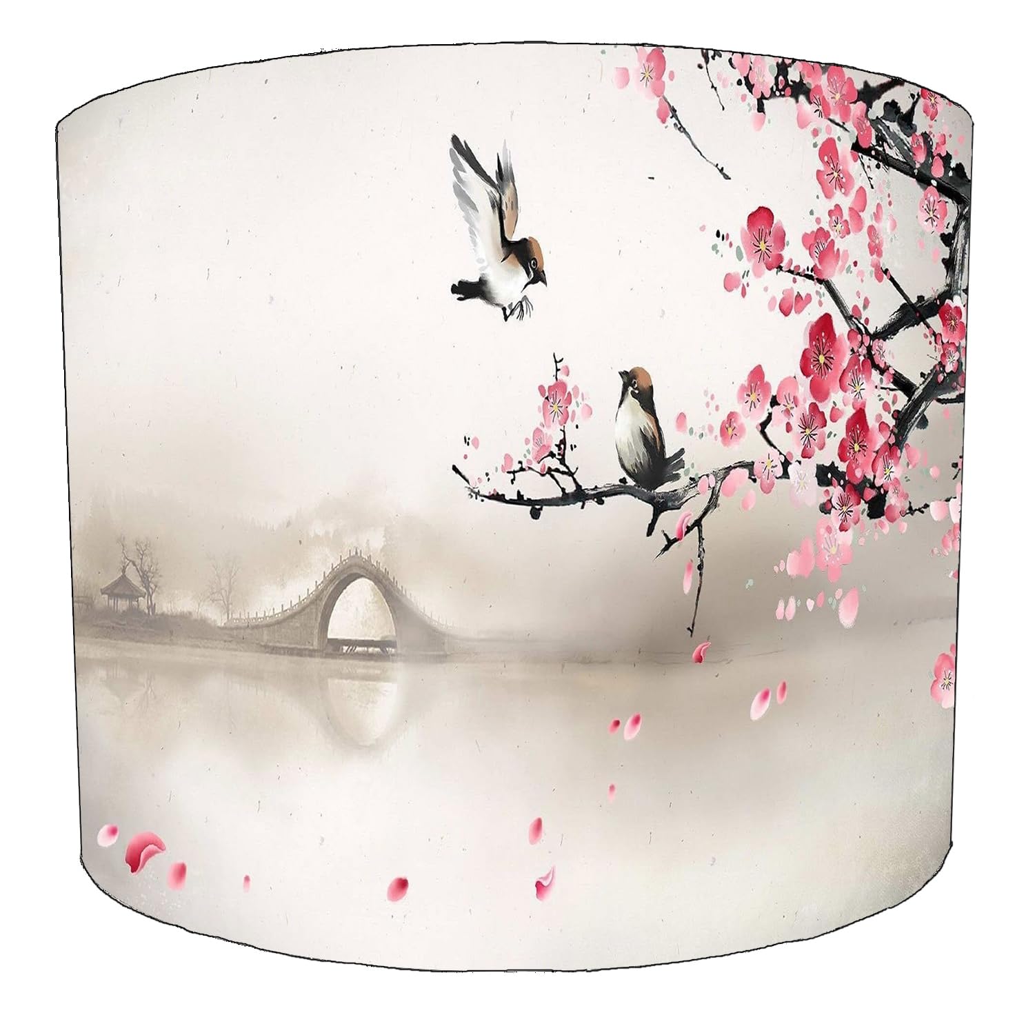 Japanese Oriental Art Birds Flowers Cherry Blossom Lampshade in 3 Sizes for Ceiling Light Shade Pendant or Table Lamp Asian Far East Painting