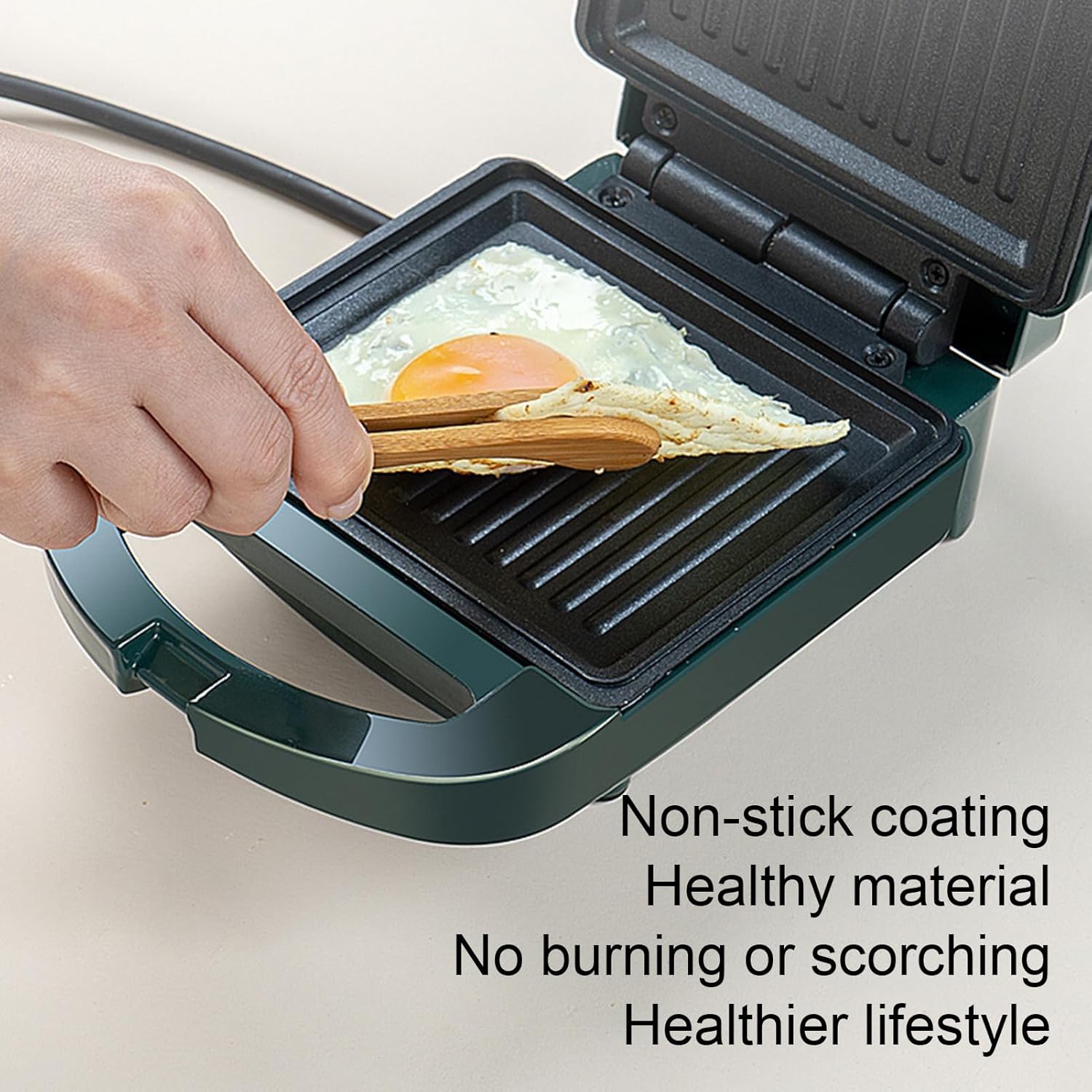 Toaster Sandwich Maker, Compact Sandwich Maker, Metal 650W Presses Irons, Easy to Clean for Cooking Panini, Waffle, Tuna Melts, Steaks, Burgers, Indoor Dining, Breakfast Toaster, 21.5x15.3x10.5cm