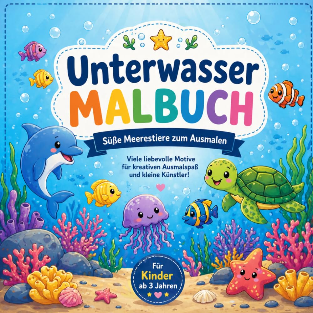 Unterwasser Malbuch: Süße Meerestiere zum Ausmalen – Für Kinder ab 3 Jahren