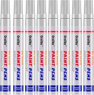 White Paint Markers, 8 Pack Oil-Based Waterproof Quick Dry and Permanent Paint Pen Set for Rocks Painting, Wood, Plastic, ...