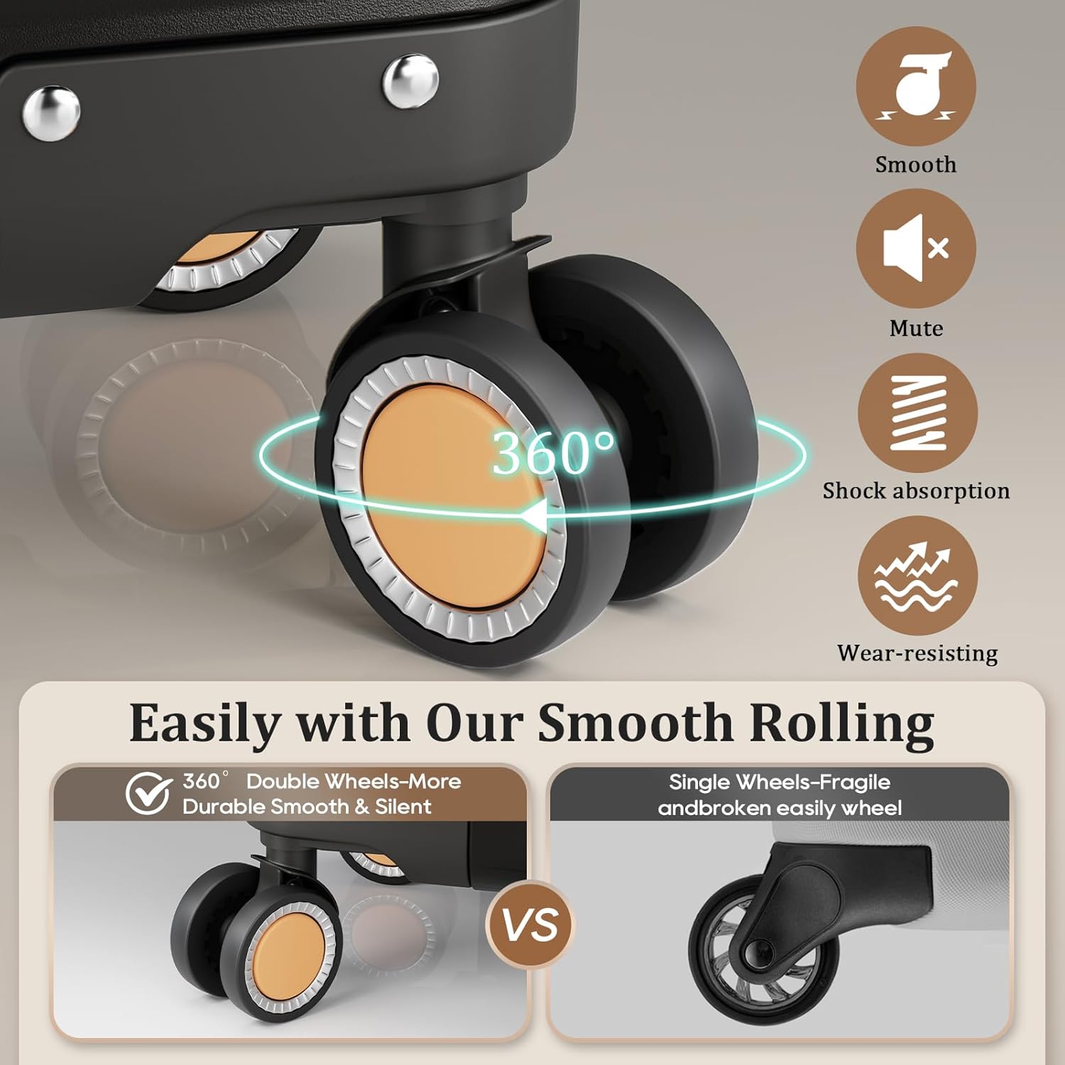 Joyway 20 Inch Carry On Luggage Airline Approved, PP Hardside Carry On Suitcase with Spinner Wheels and TSA Lock, Lightweight Luggage with Anti-Collision Corner (Black, 20 Inch) - Image 2