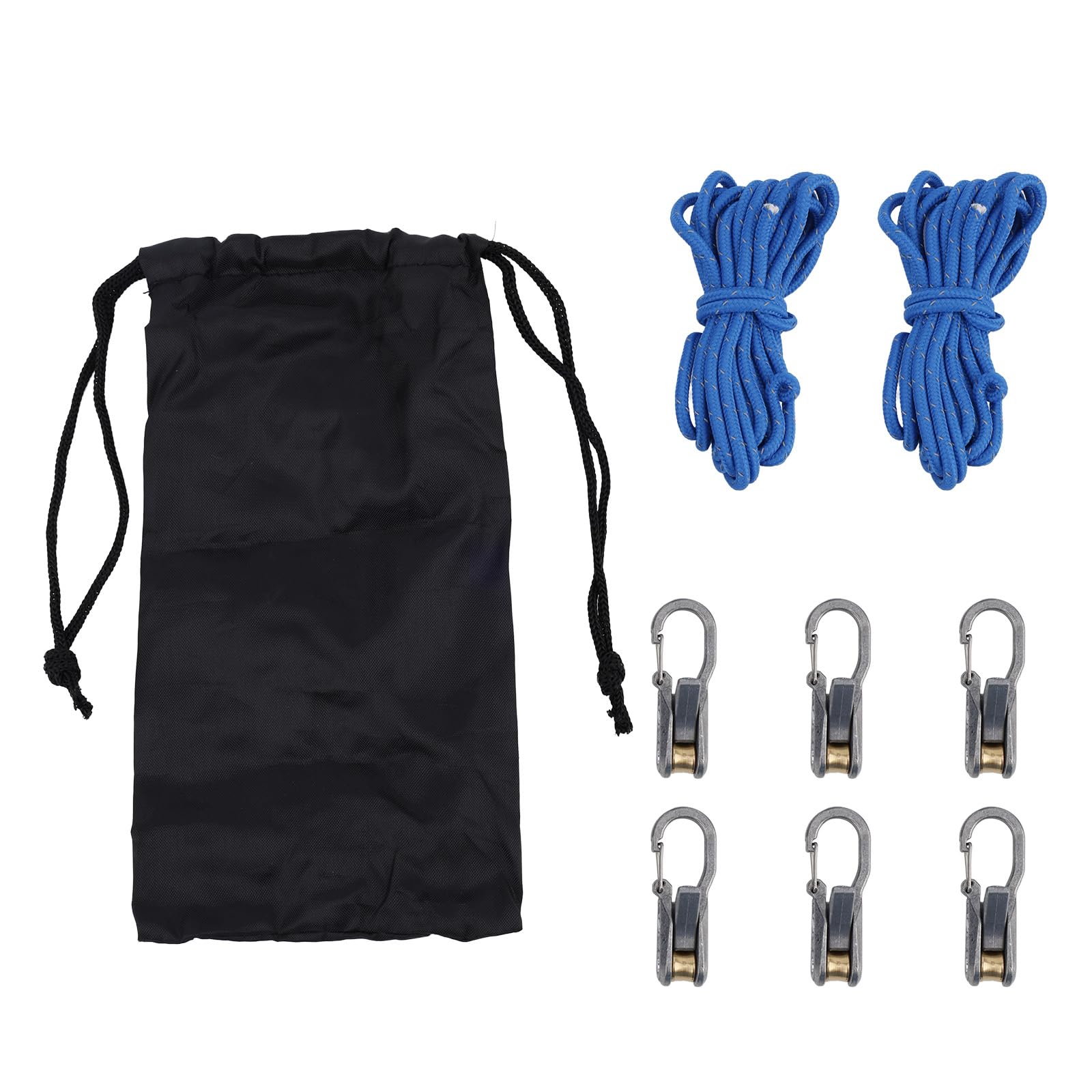 6pcs Rope Adjusters, Rope with Roller Cam Lock Tensioner Marine Brass Roller Secure Saker Cord Tightener Tie Down Cinching Tool Quick Paracord Adjustment for Camping Boating Outdoor Accessories