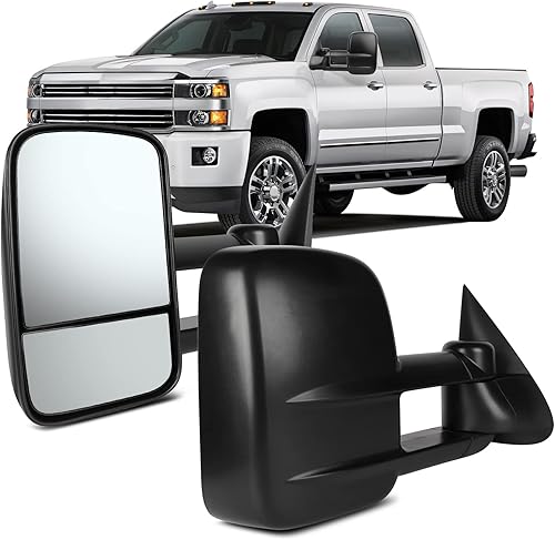 Vista 87 de OCPTY Espejos de remolque con calefacción, retrovisores laterales izquierdo y derecho compatibles con 2007-2013 para Chevy Avalanche 1500 Suburban
