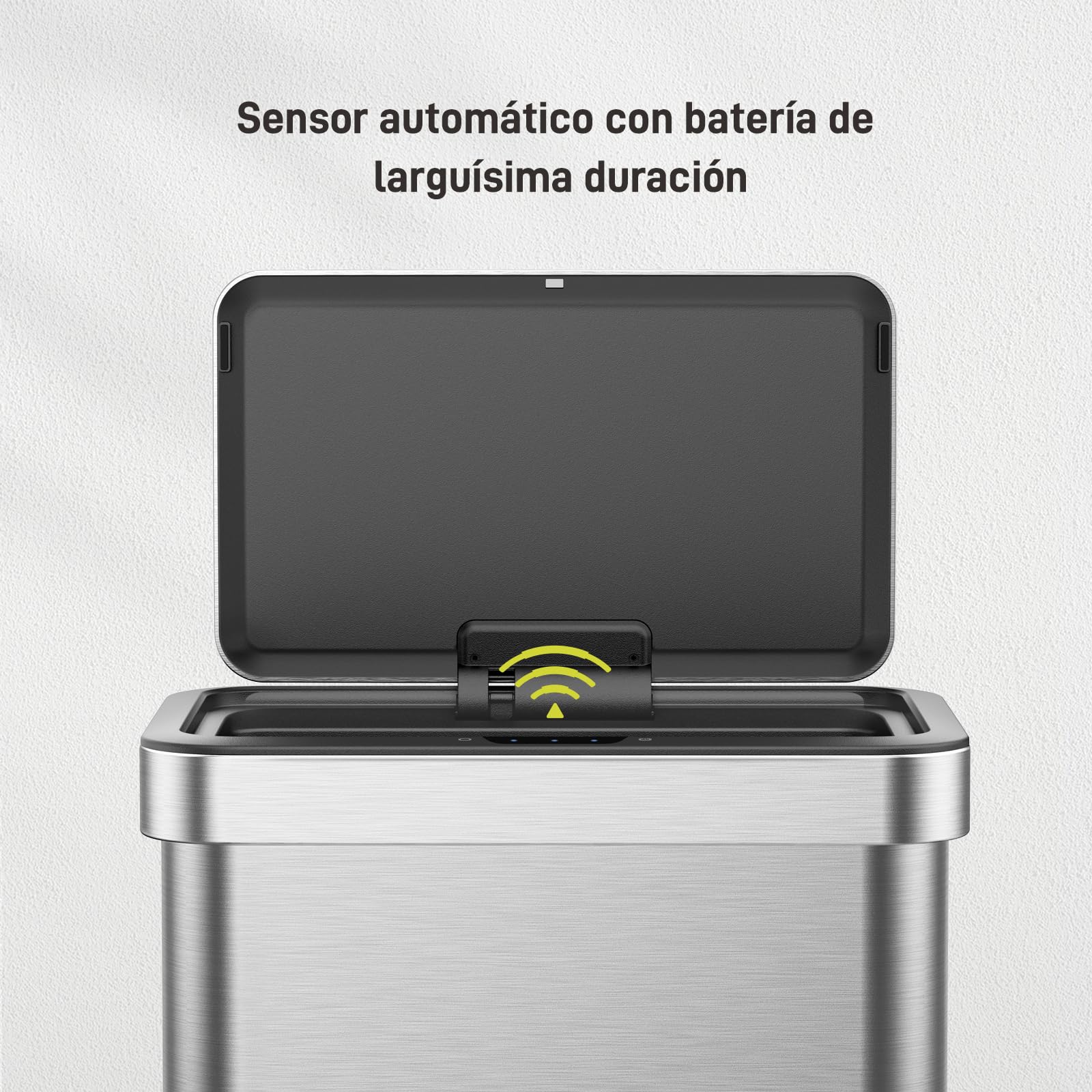 EKO Econova Mirage Cubo Basura Reciclaje para Cocina 30 L + 30 L con Sensor | Sensor de Movimiento, Acero Inoxidable Cepillado, 2 Compartimientos, Cierre Silencioso, Para Cocina